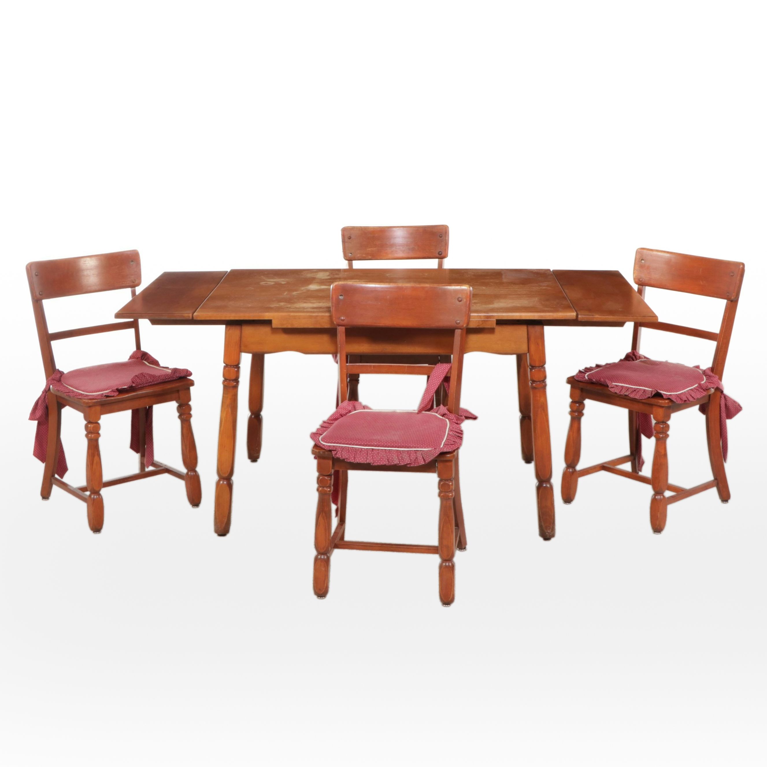 Early American Style Cherry Five-Piece Dining Set, Mid-20th Century
