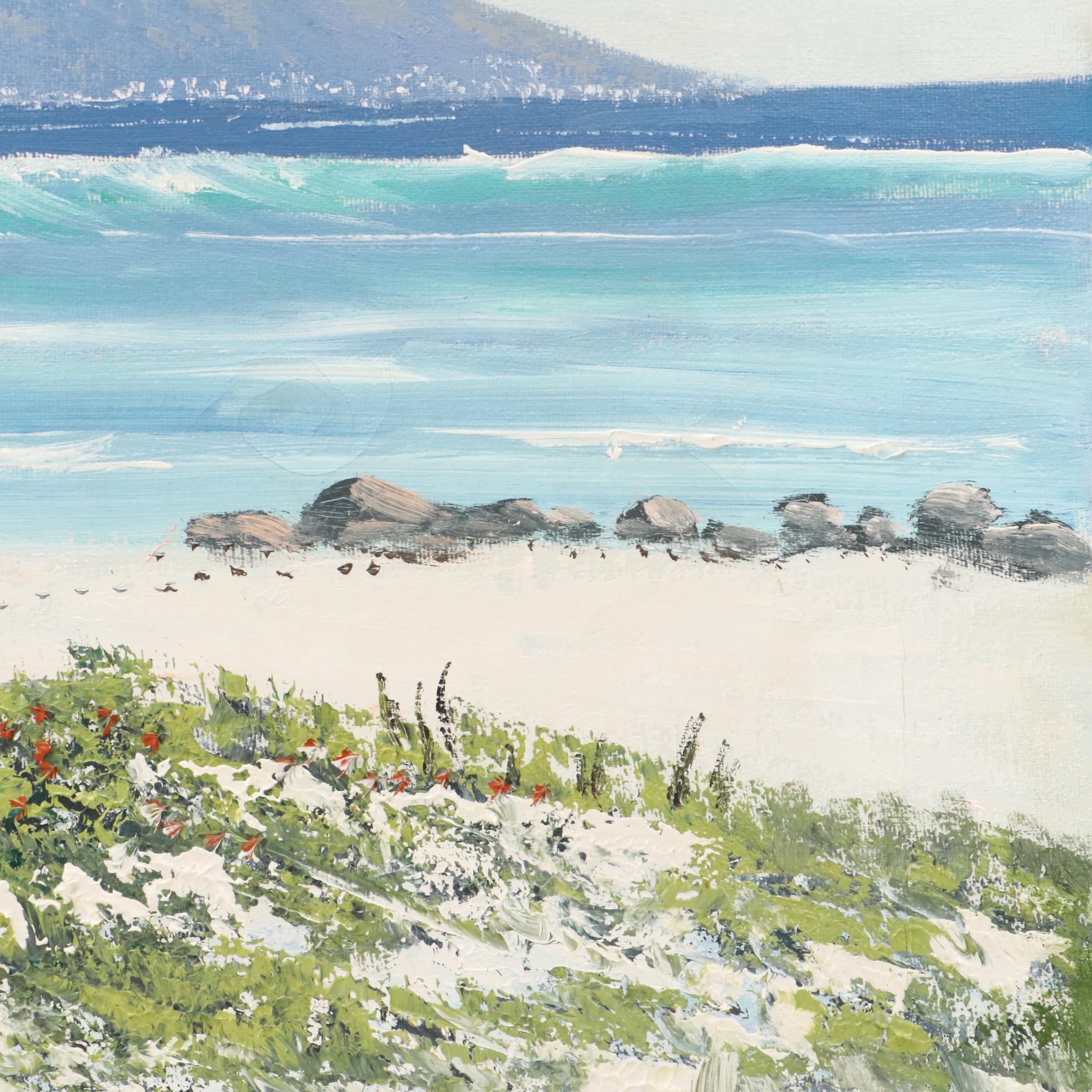 Don Benzien Coastal Landscape Acrylic Painting, Mid to Late 20th Century