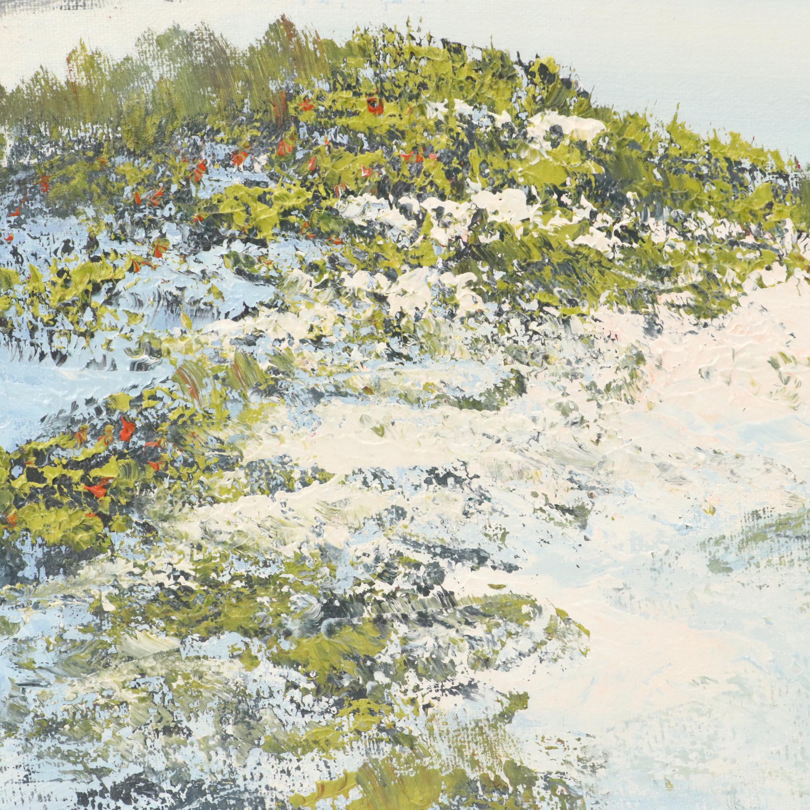 Don Benzien Coastal Landscape Acrylic Painting, Mid to Late 20th Century