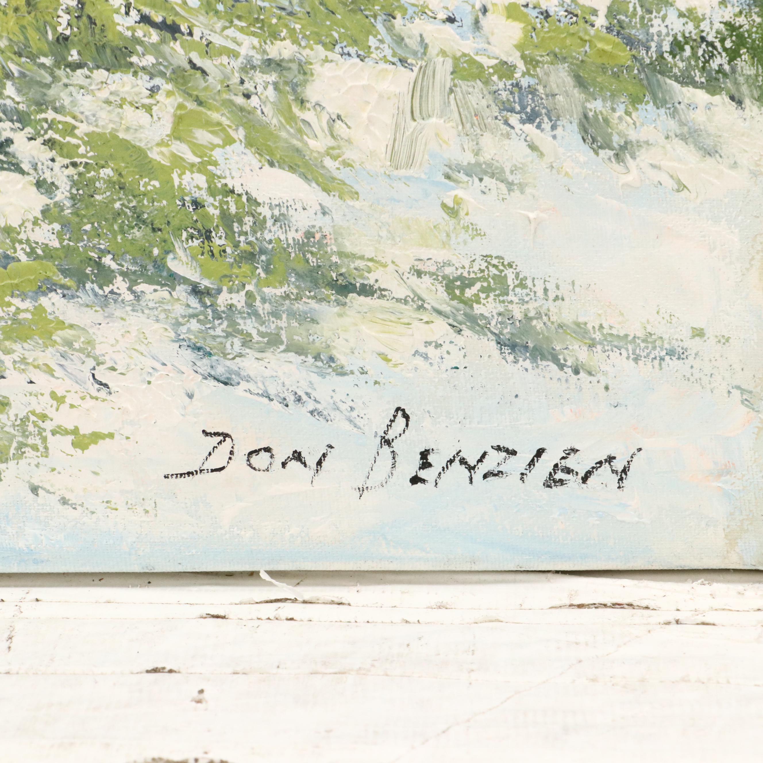 Don Benzien Coastal Landscape Acrylic Painting, Mid to Late 20th Century