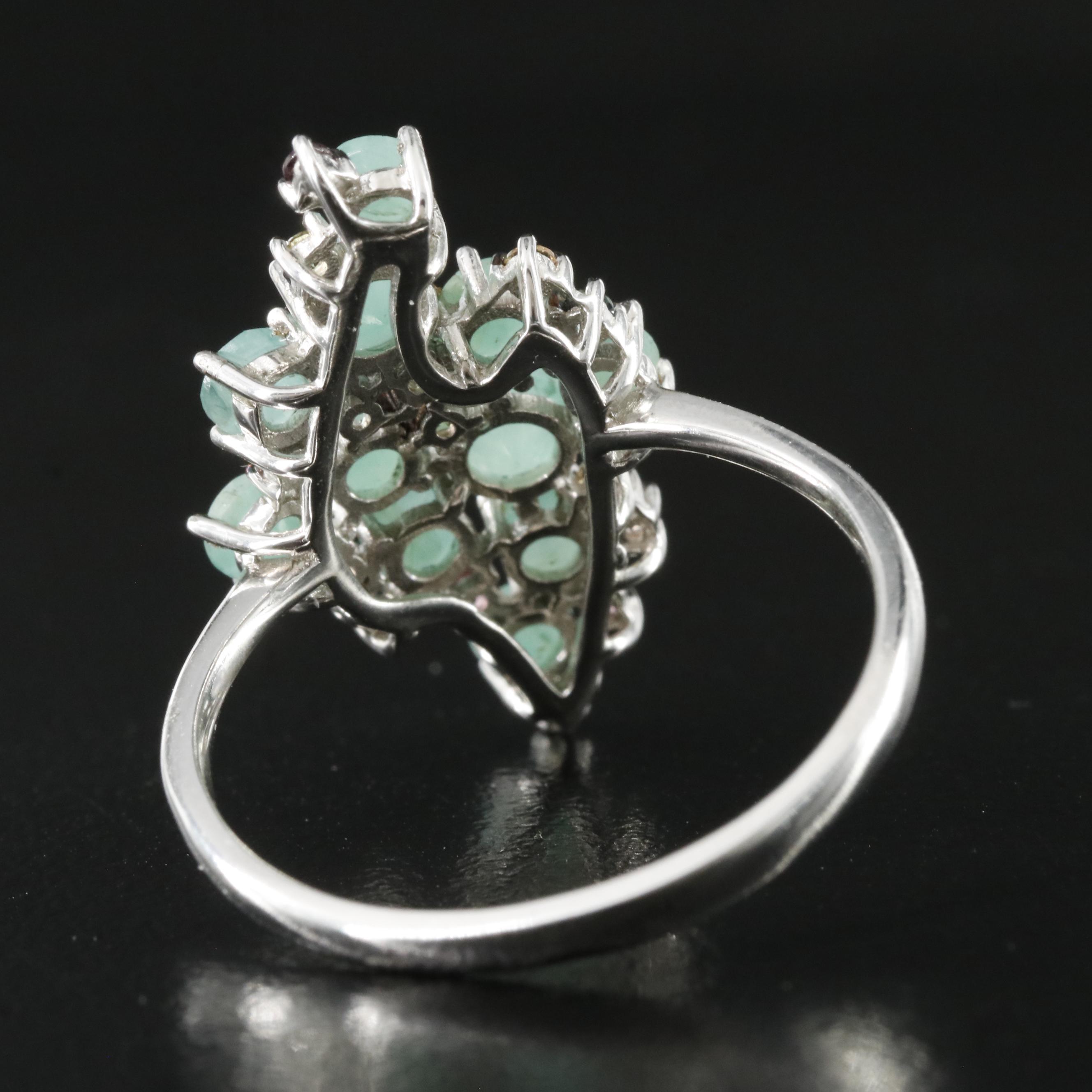 Sterling Emerald and Sapphire Ring