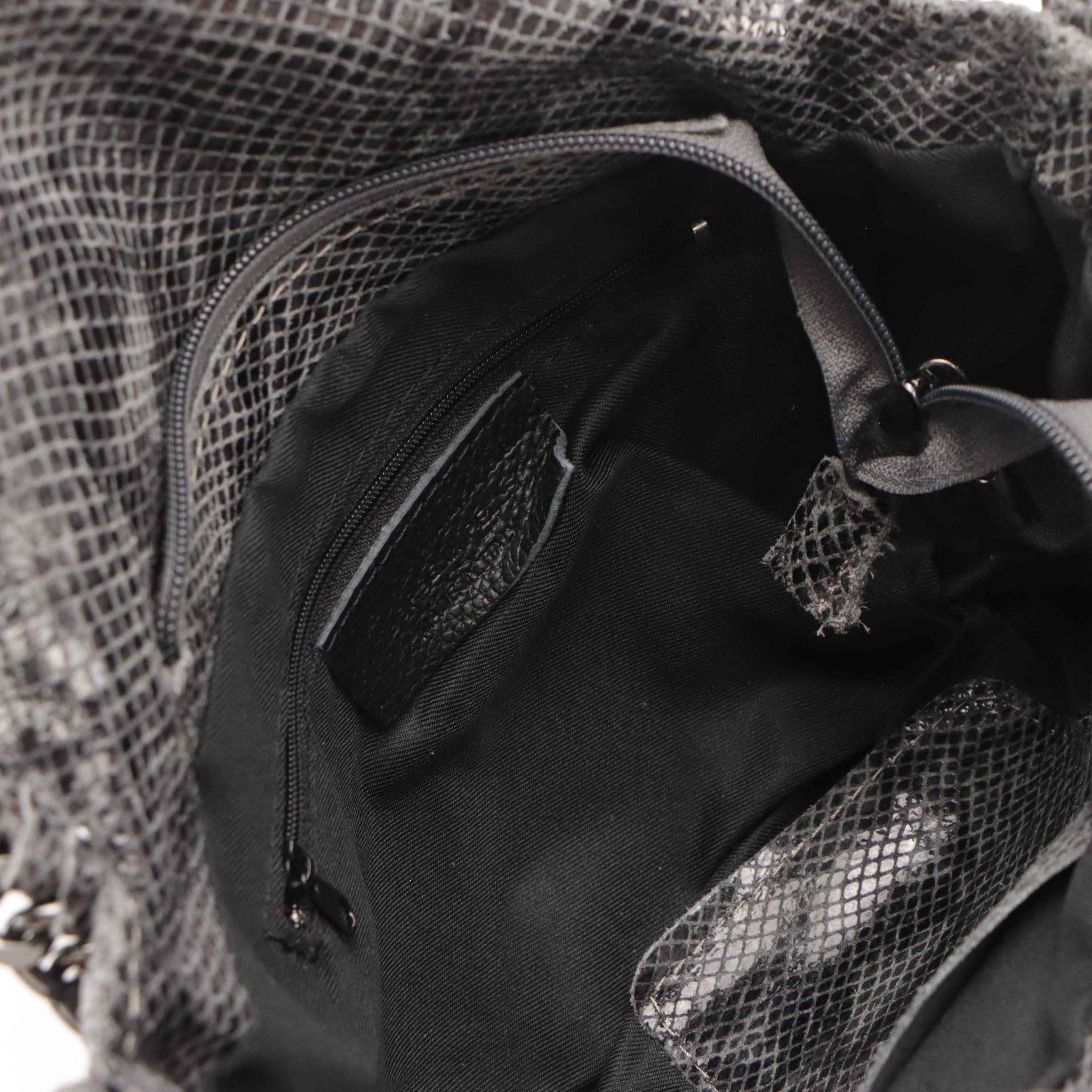 Shiny Genuine Snakeskin Leather Chain Strap Bag