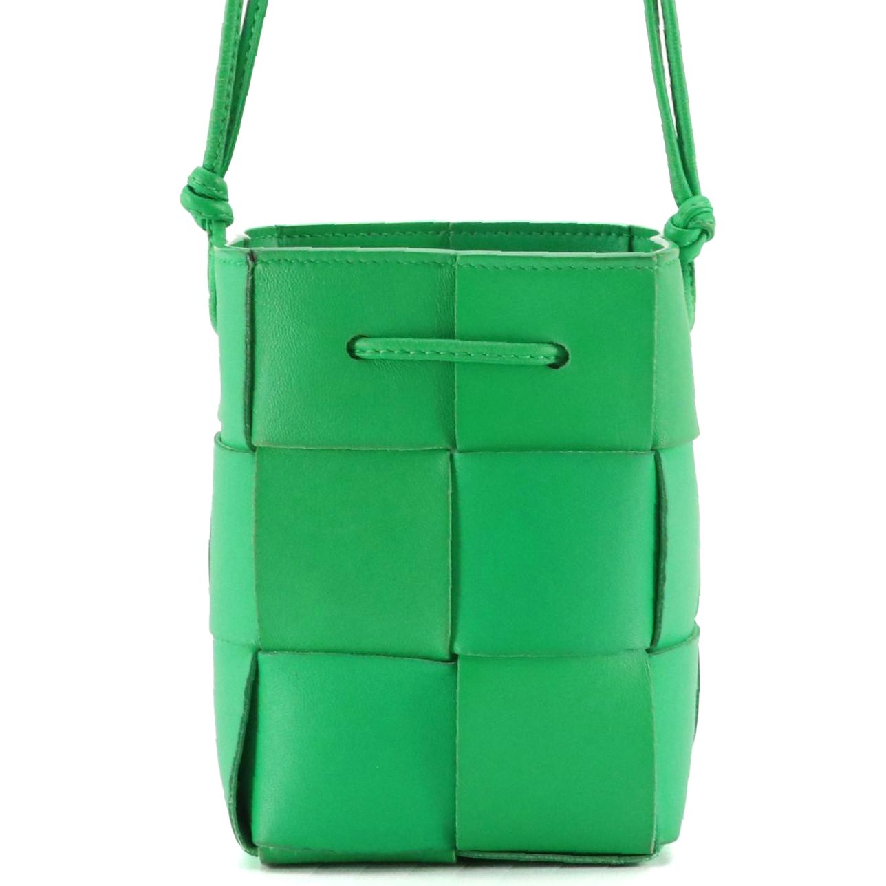 Bottega Veneta Green Intrecciato Nappa Leather Mini Cassette Bucket Shoulder Bag
