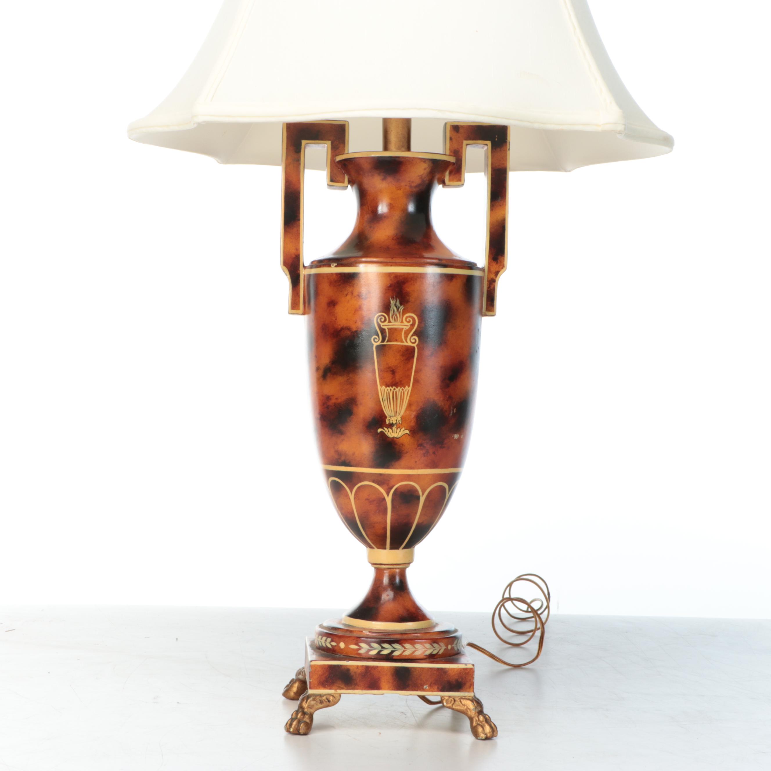 Amphora Resin Table Lamp with Silk Squared Bell Shade