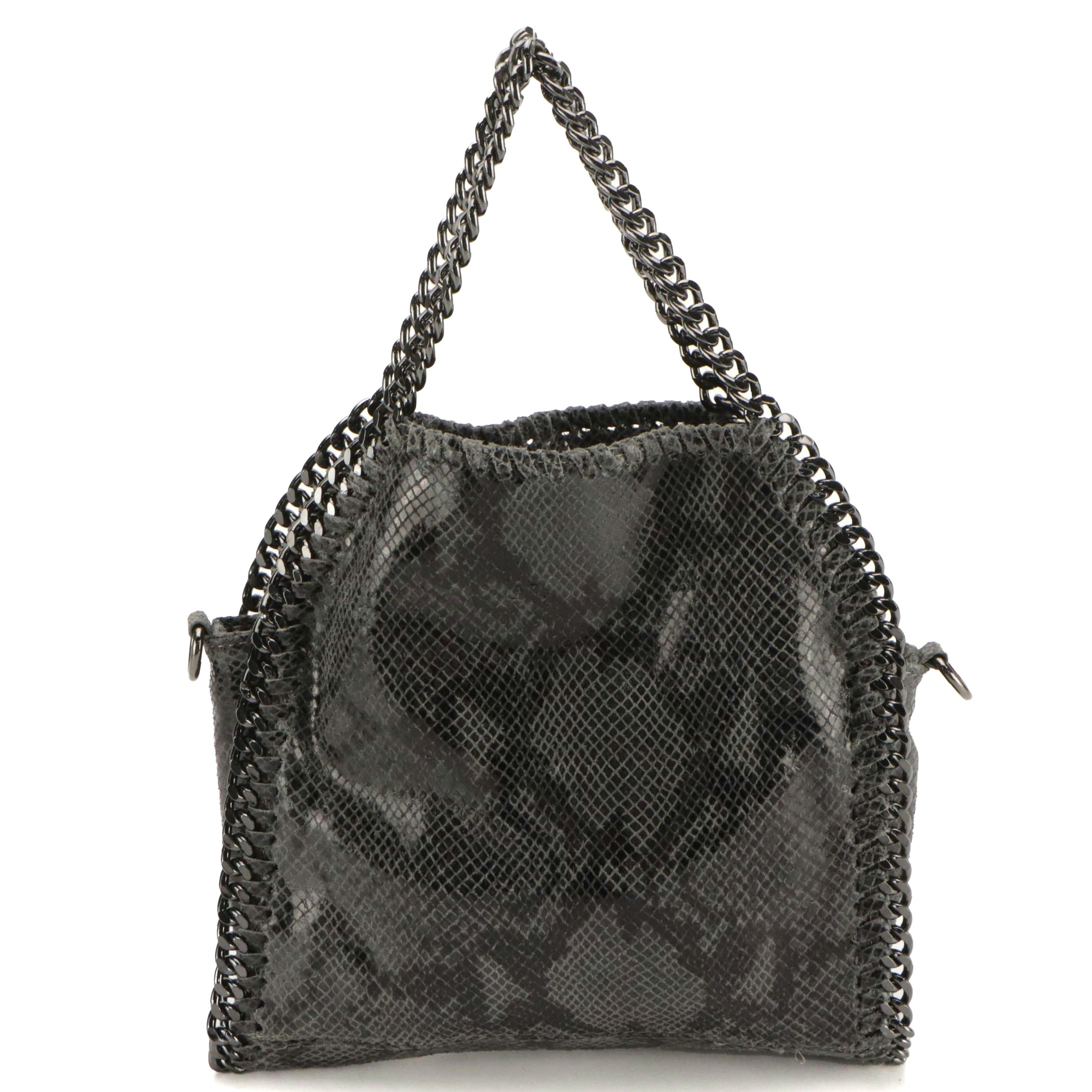 Shiny Genuine Snakeskin Leather Chain Strap Bag