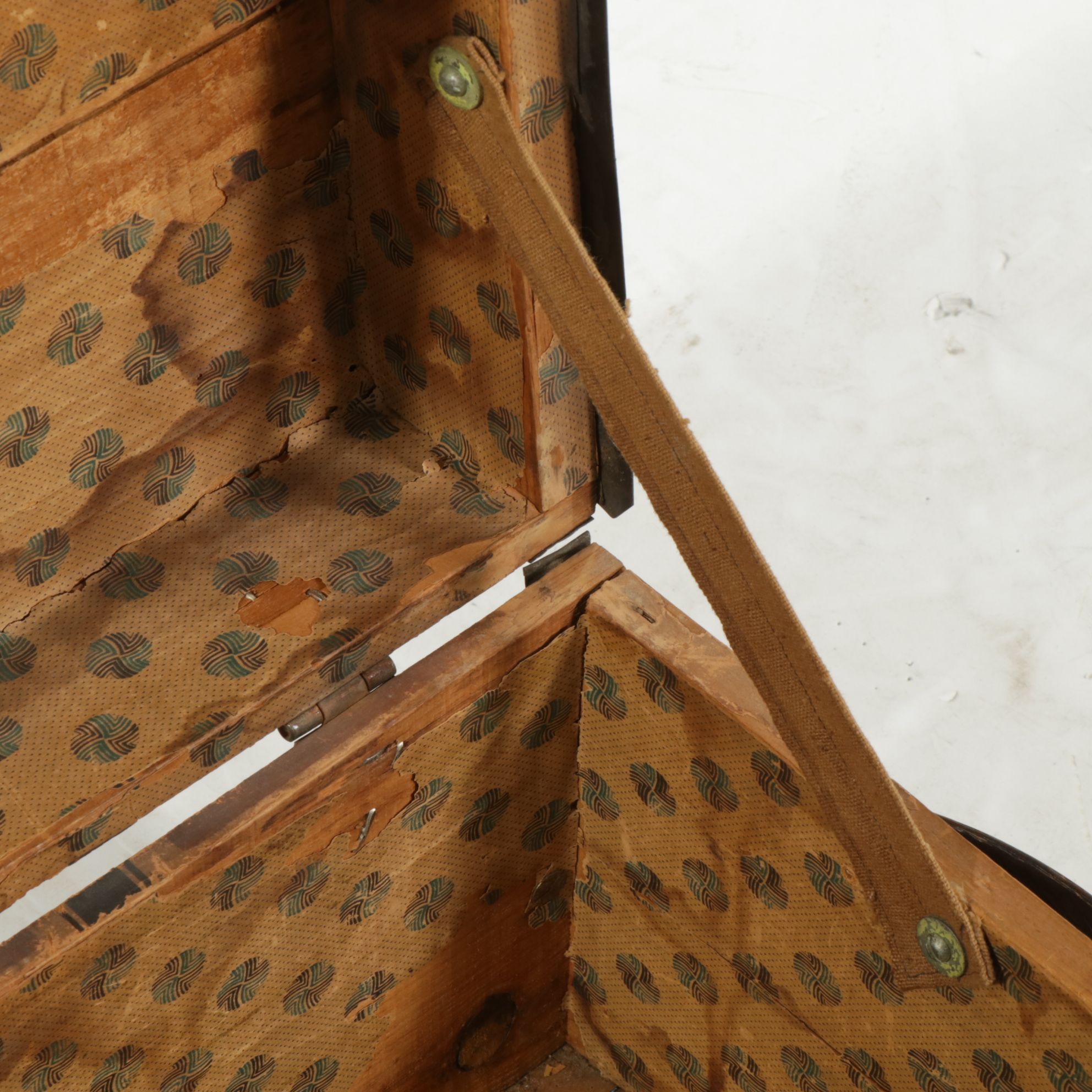 Small Wooden Steamer Trunk and Hand-Painted Pail