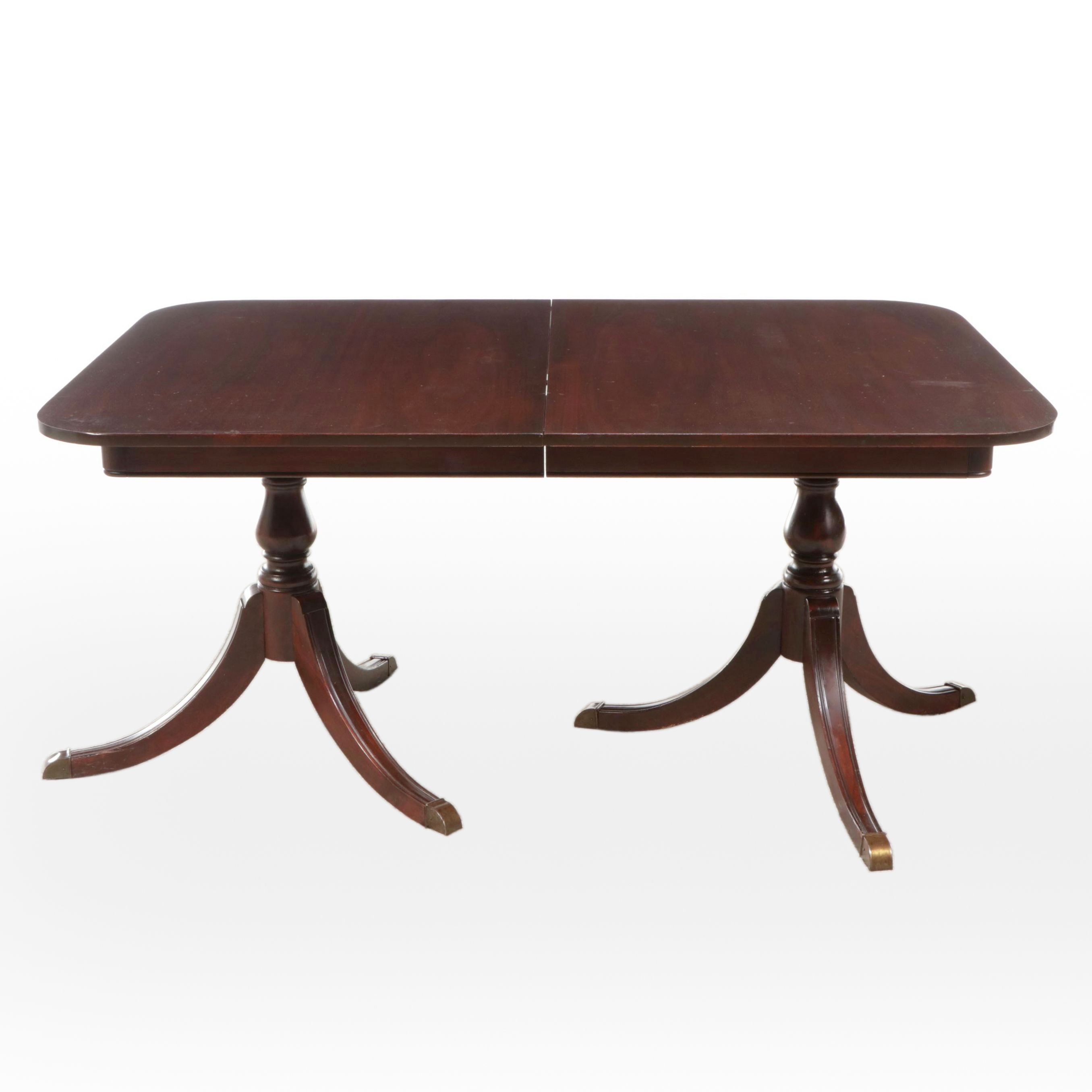 Drexel "New Travis Court" Mahogany Two-Pedestal Dining Table