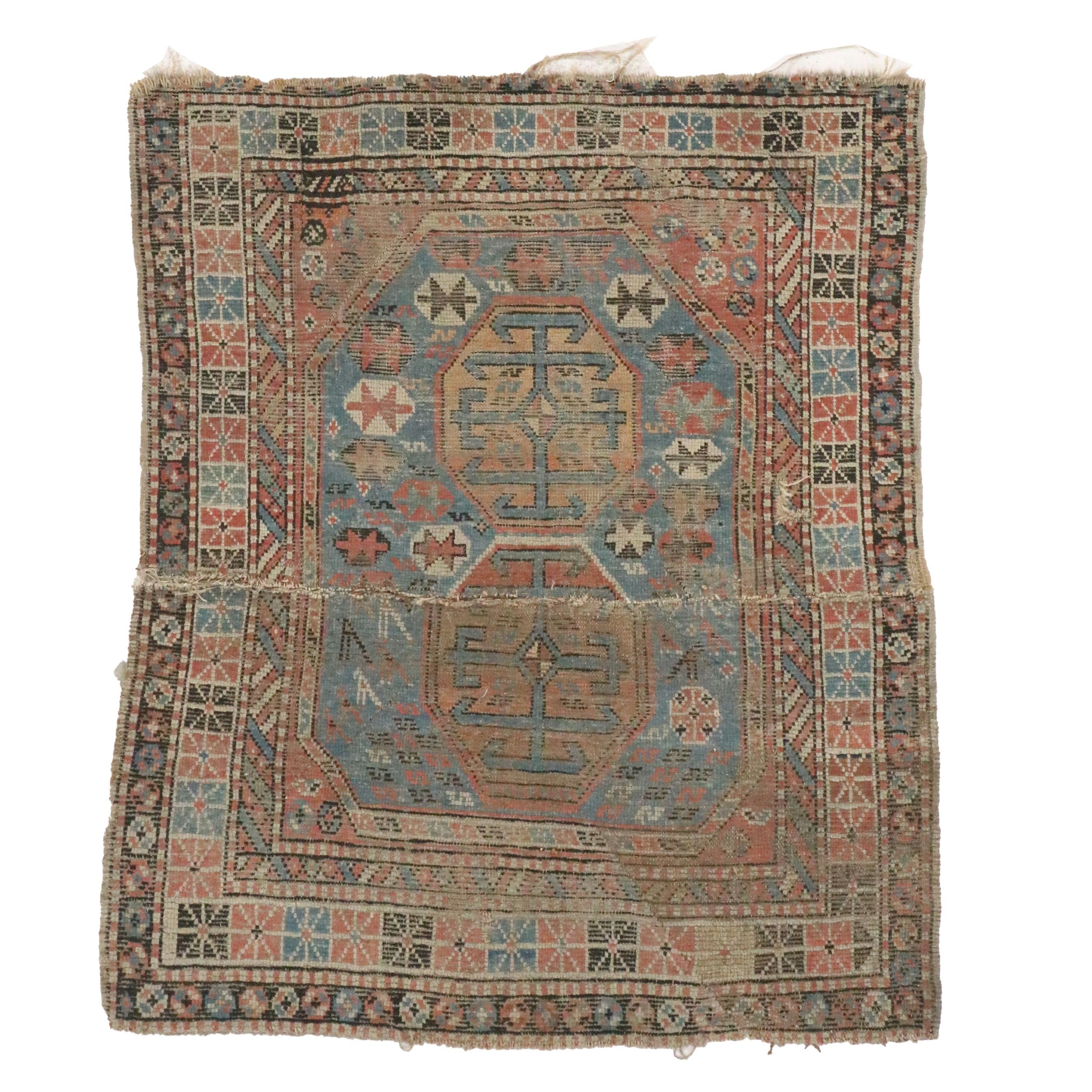 3'8 x 4'3 Hand-Knotted Caucasian Shirvan Area Rug, Semi-Antique