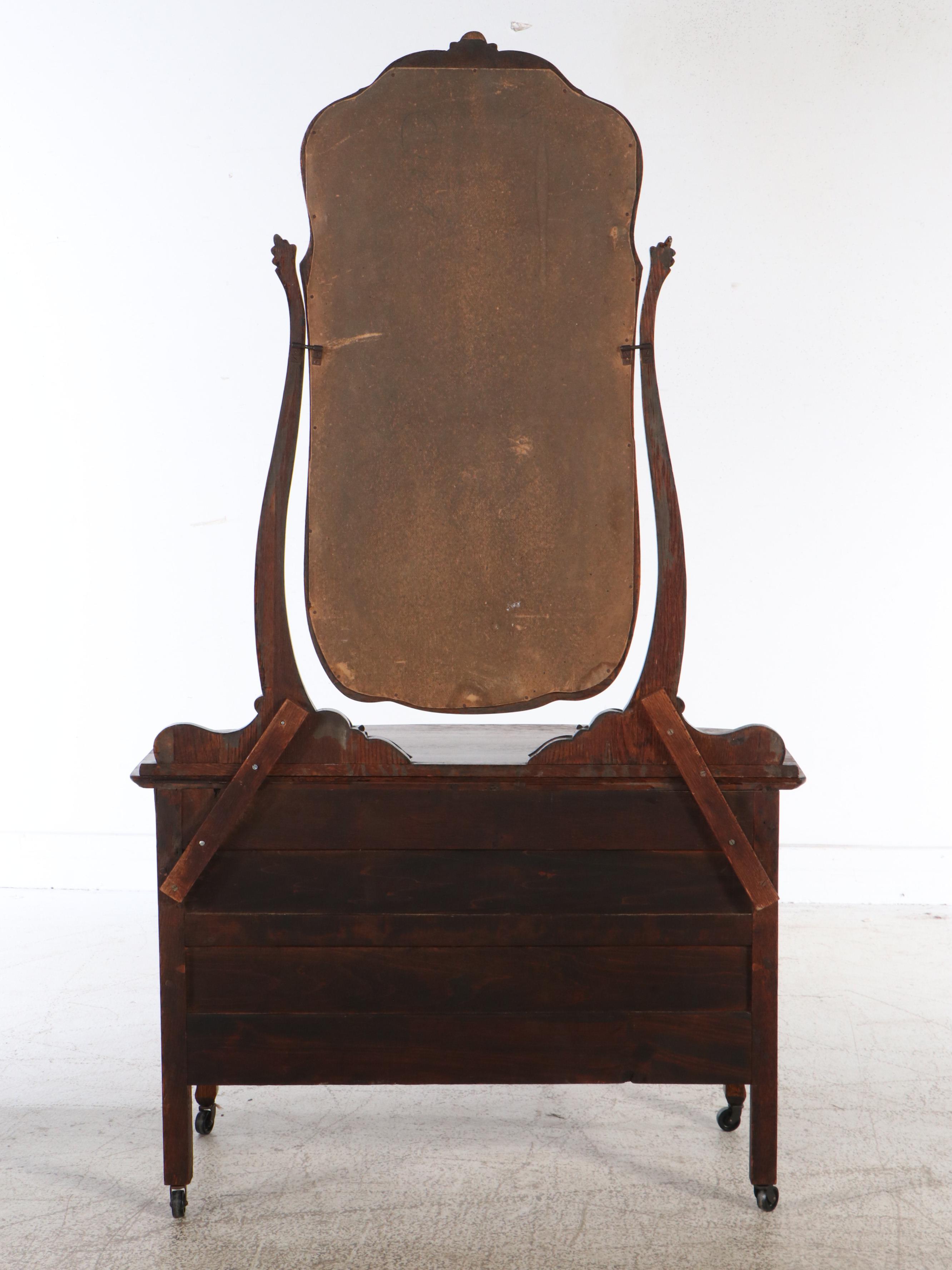 Victorian Quarter Sawn Oak Dresser on Casters