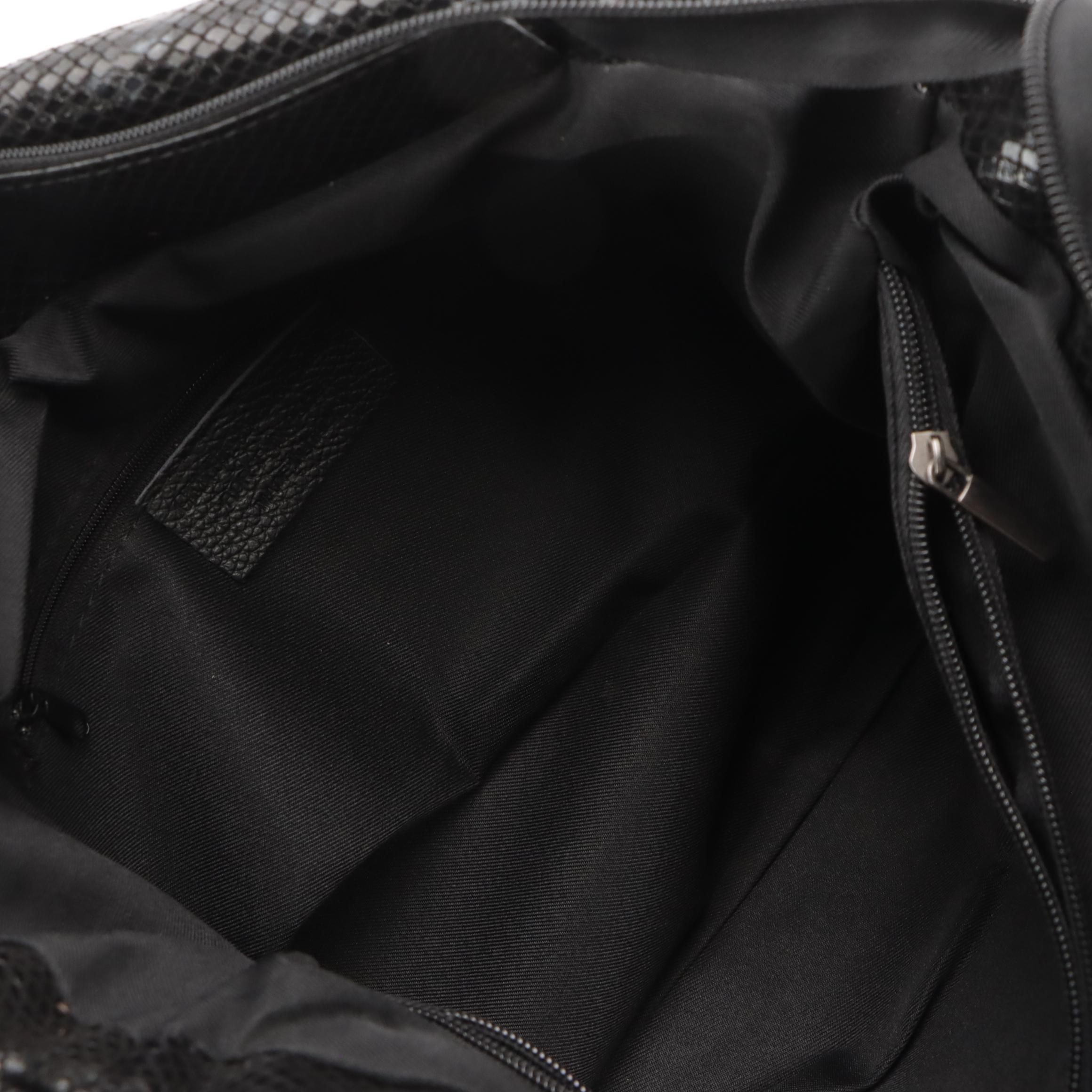 Shiny Black Genuine Snakeskin Leather Chain Strap Bag