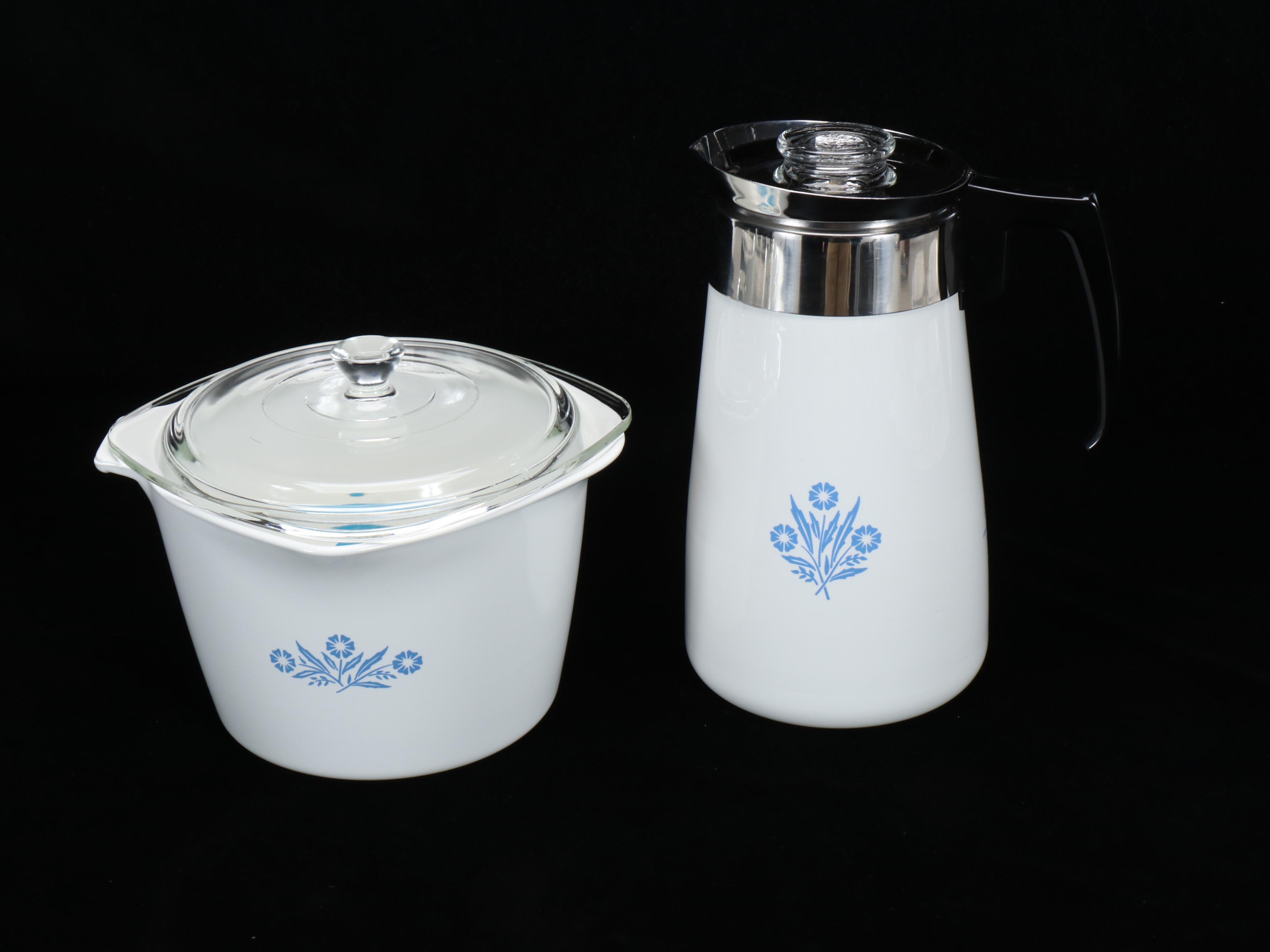 Corning Ware "Cornflower Blue" Casserole Dishes and Coffee Pot