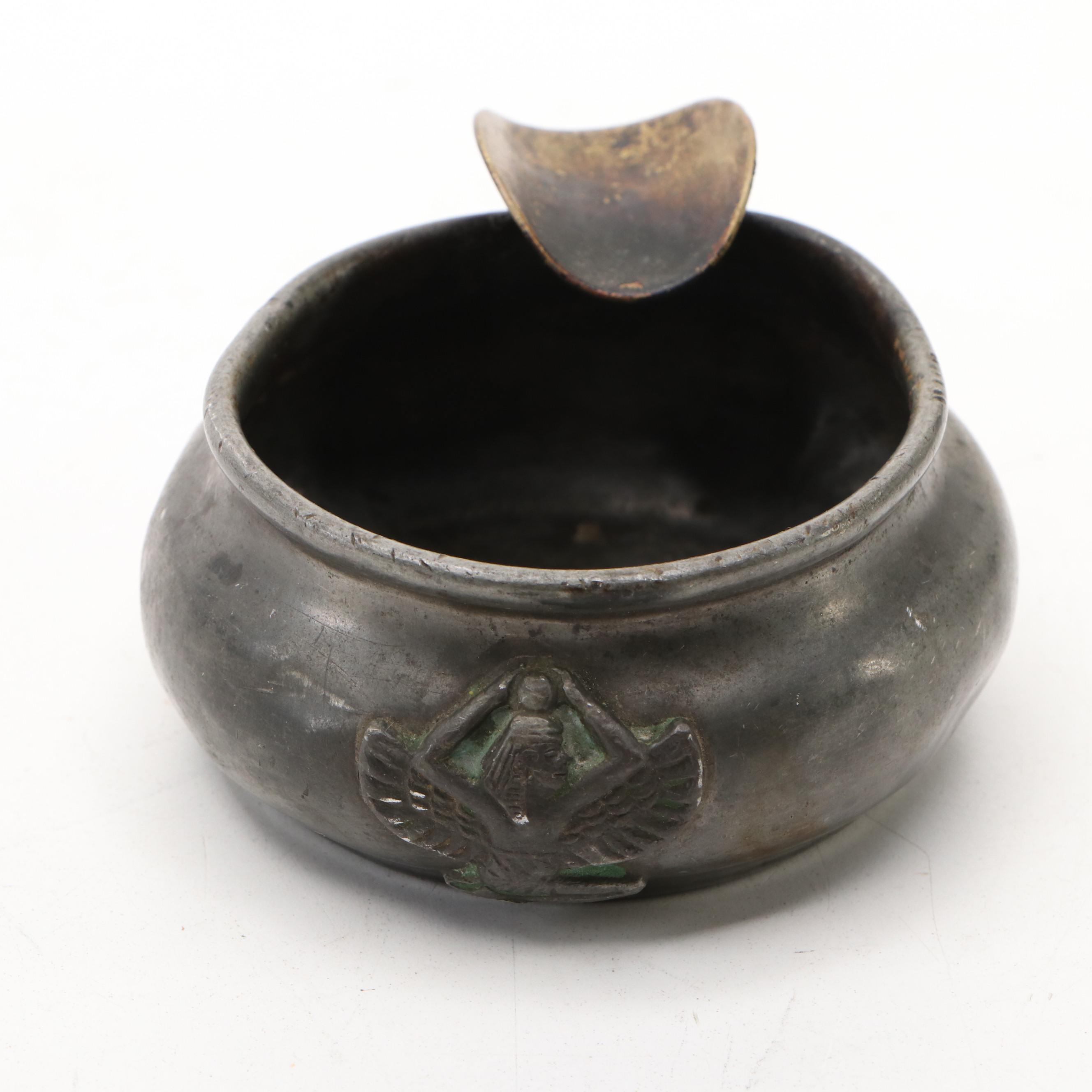 Egyptian Revival Figural Metal Ashtray, Early 20th Century