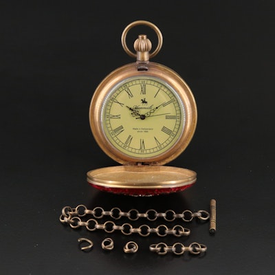 Huameile 17 Jewel Stem Wind Crystal and Enamel Accented Pocket Watch Huameile 17 Jewel Stem Wind Crystal and Enamel Accented Pocket Watch