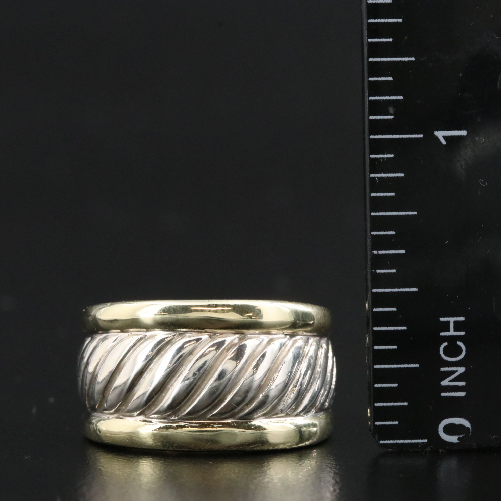 David Yurman Sterling and 14K Cable Cigar Band Ring