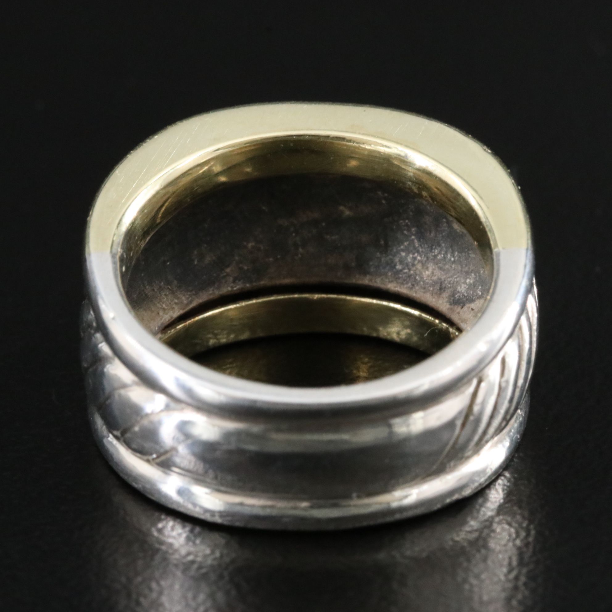 David Yurman Sterling and 14K Cable Cigar Band Ring