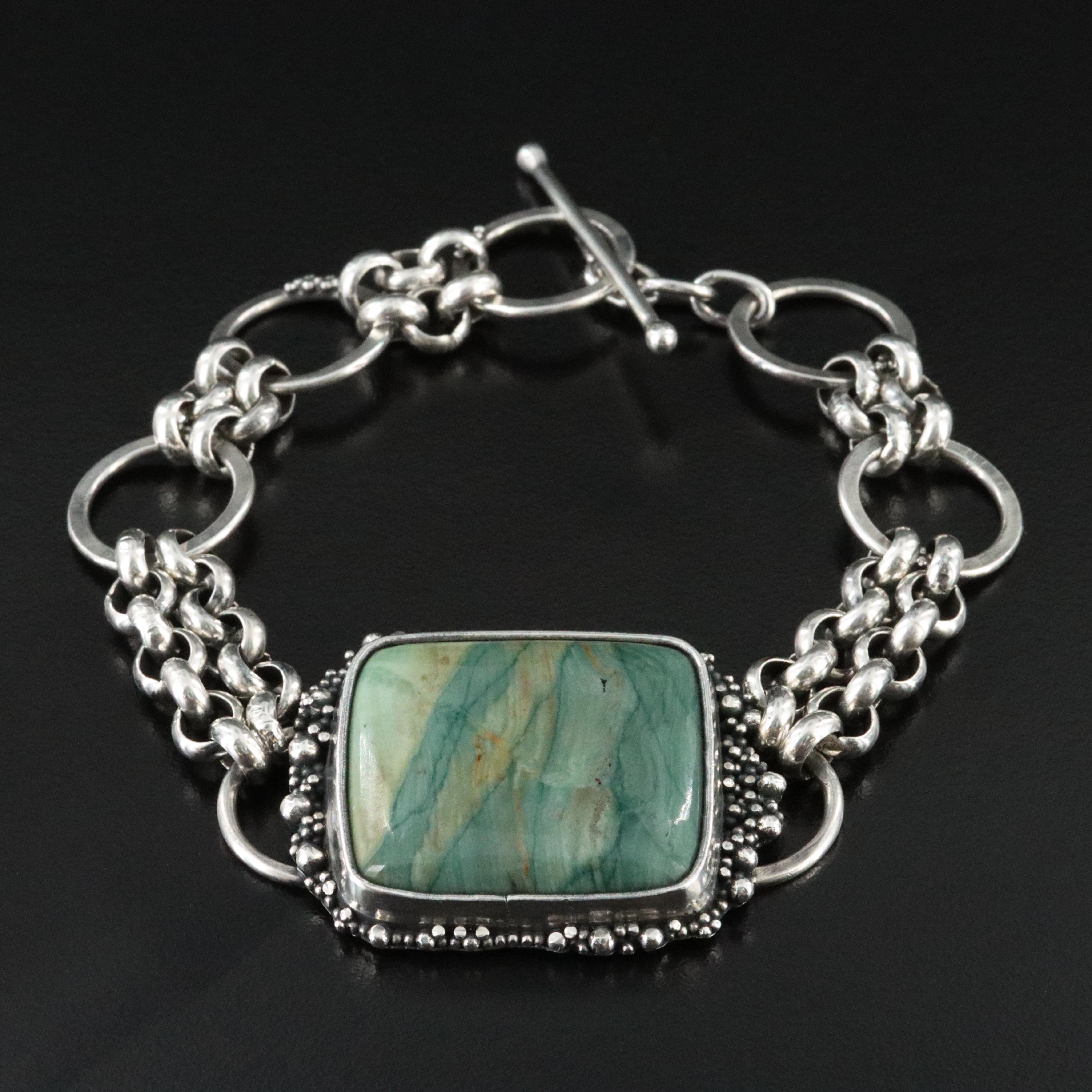 Quail Hill Design Argentium Silver Picture Jasper Bracelet