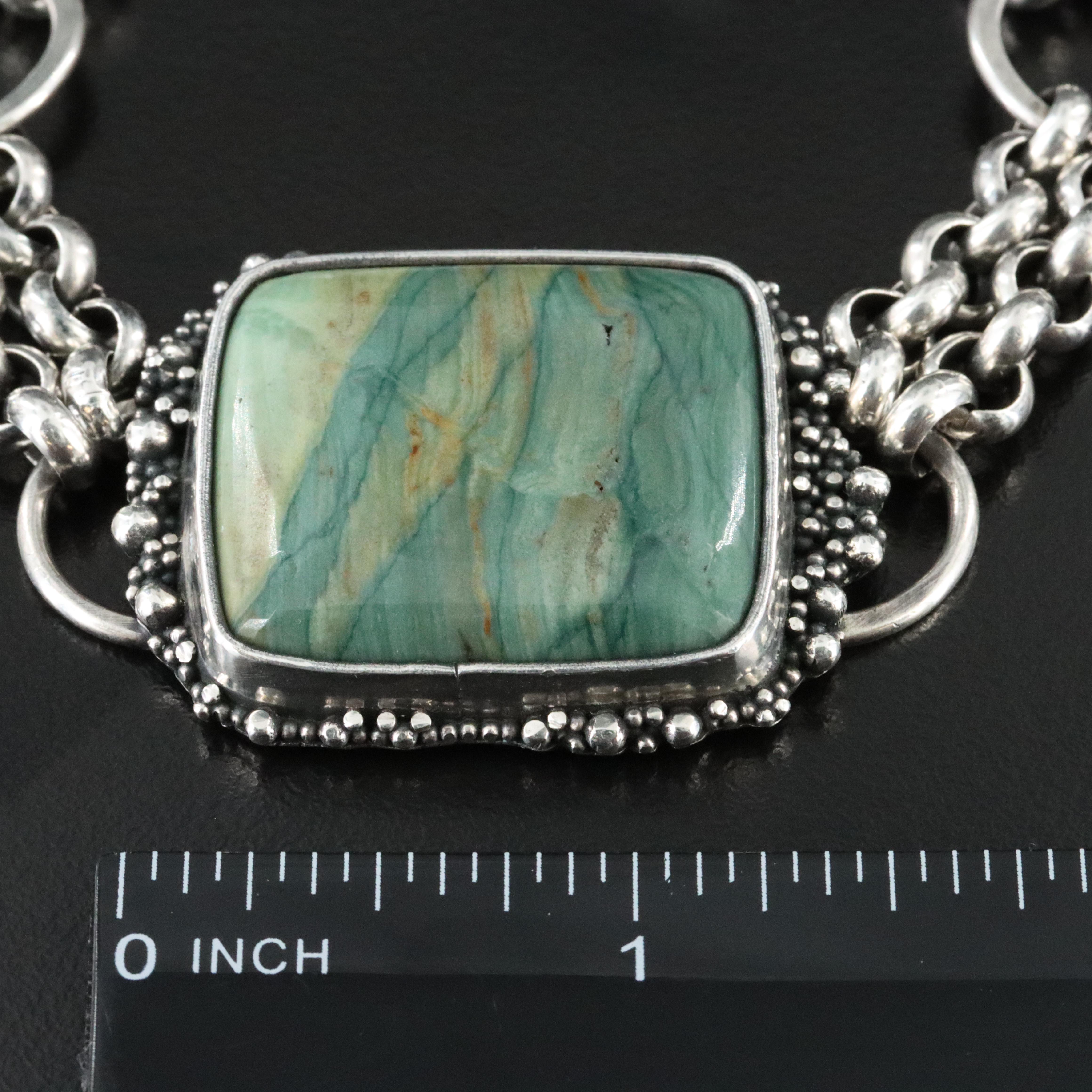 Quail Hill Design Argentium Silver Picture Jasper Bracelet