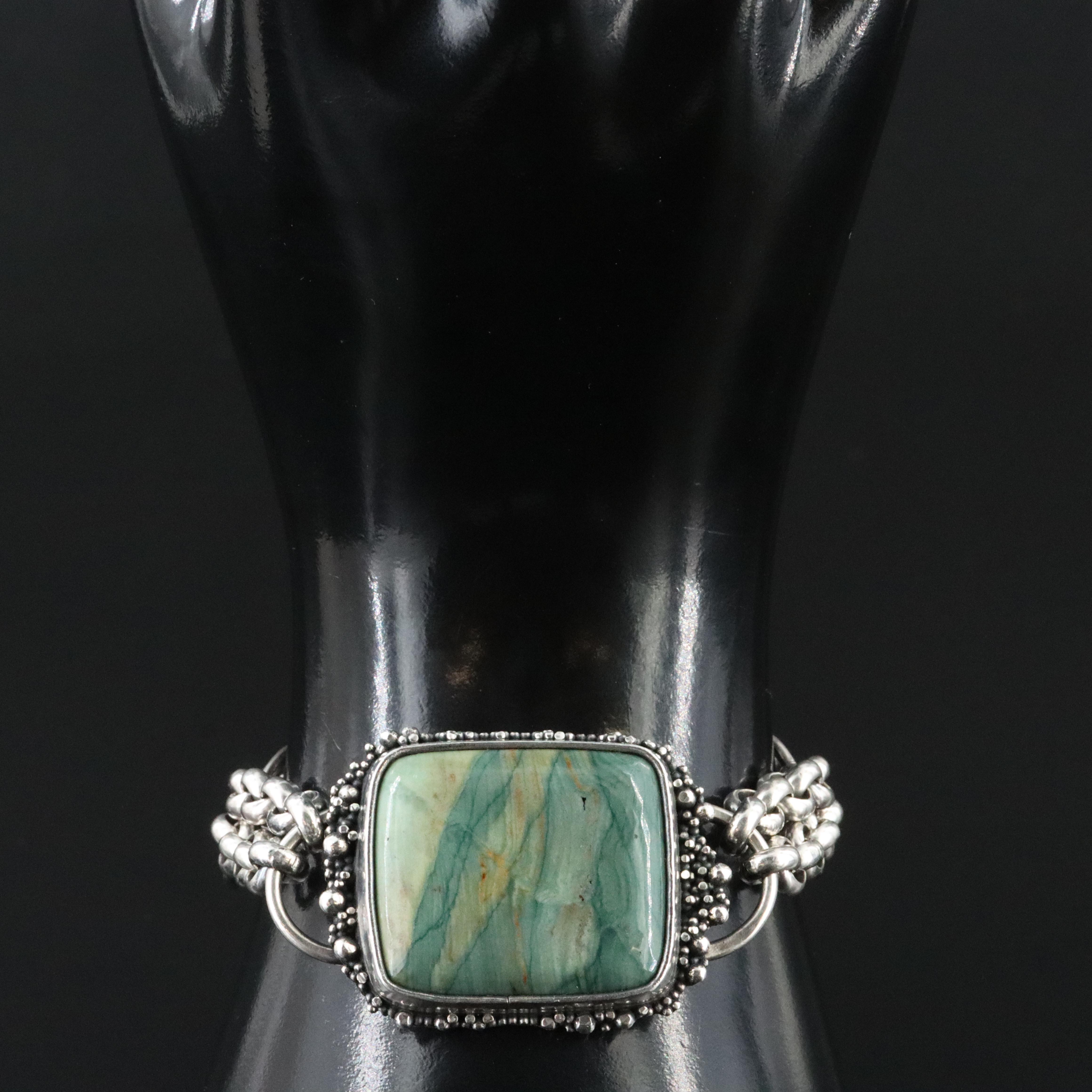 Quail Hill Design Argentium Silver Picture Jasper Bracelet