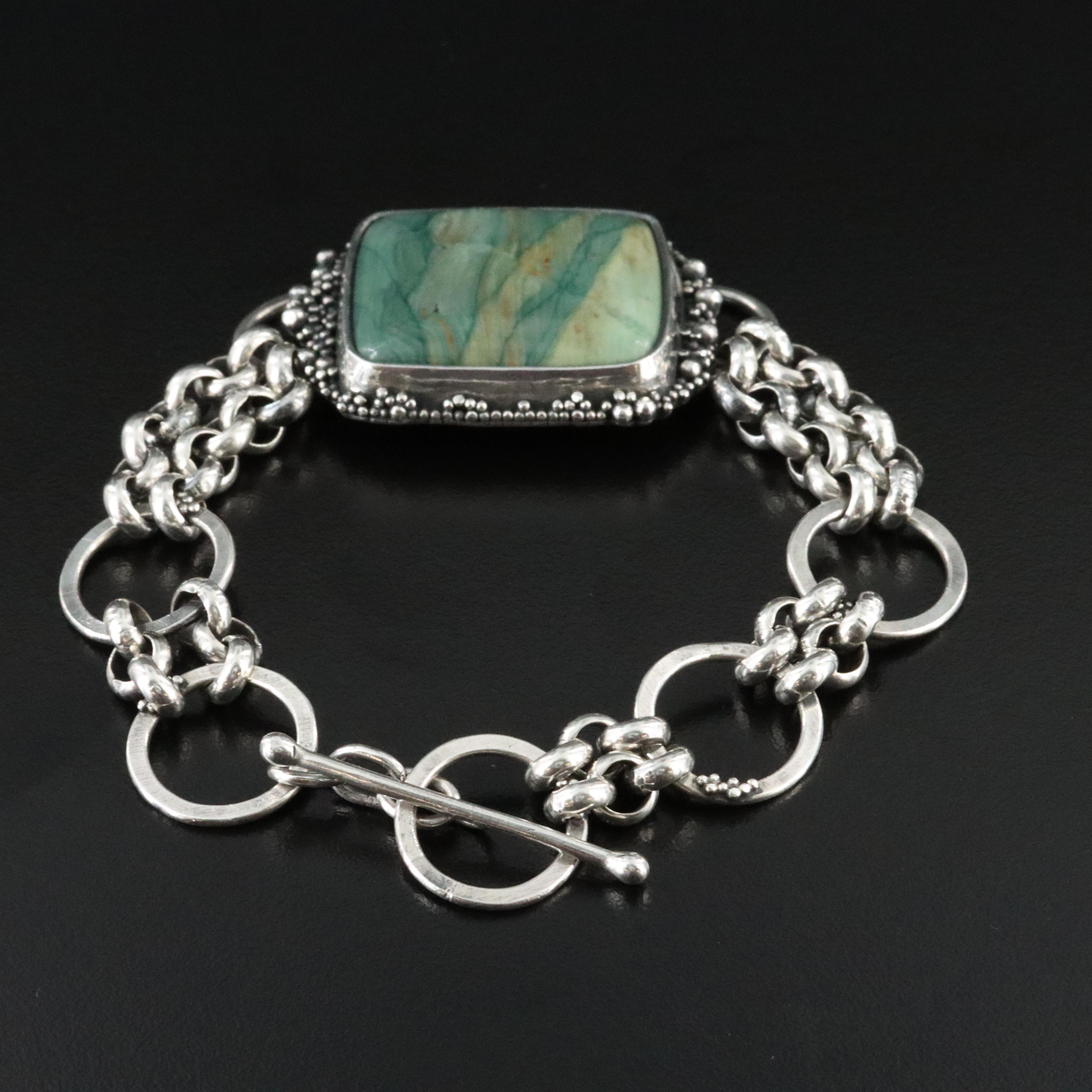 Quail Hill Design Argentium Silver Picture Jasper Bracelet