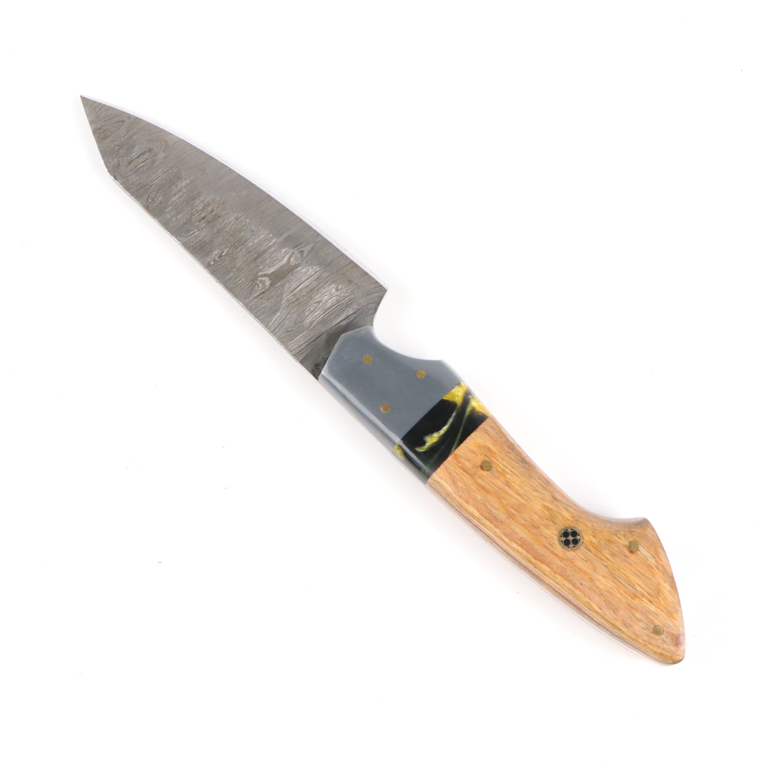 Damascus Steel and Wooden Handled Chef's Knife Set in Suede Leather Roll