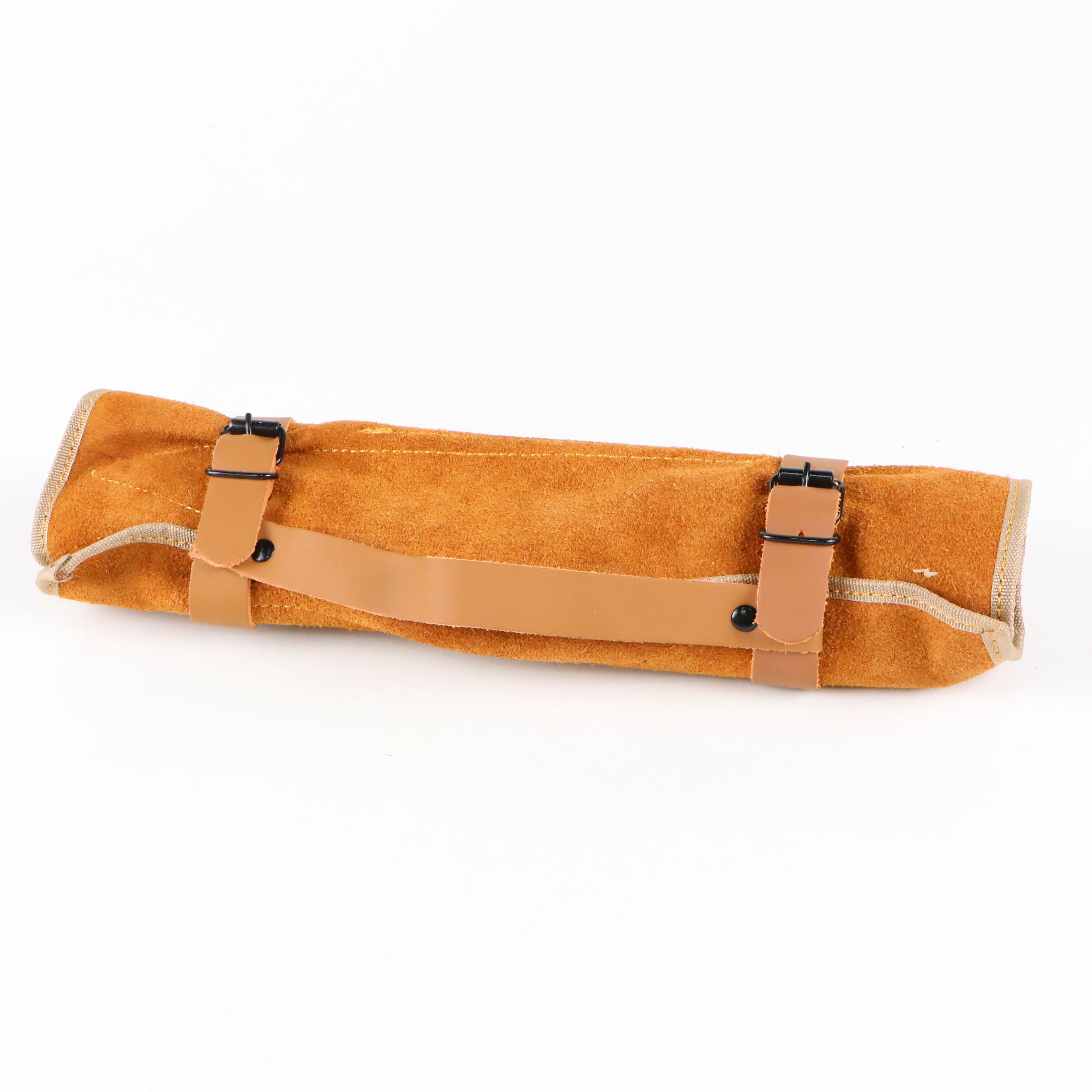 Damascus Steel and Wooden Handled Chef's Knife Set in Suede Leather Roll