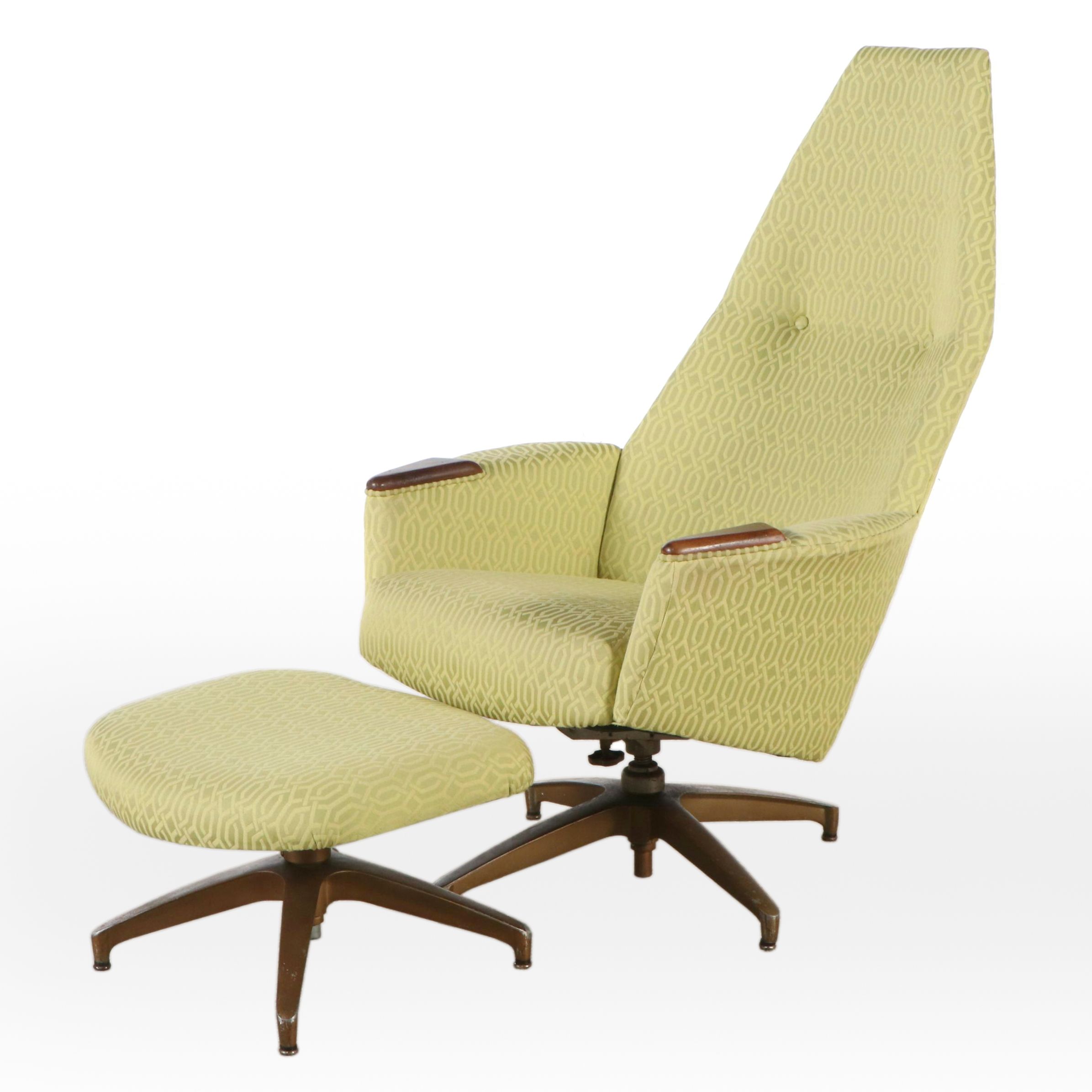 Adrian Pearsall 2174-C Swivel Lounge Chair and Ottoman, Mid-20th Century
