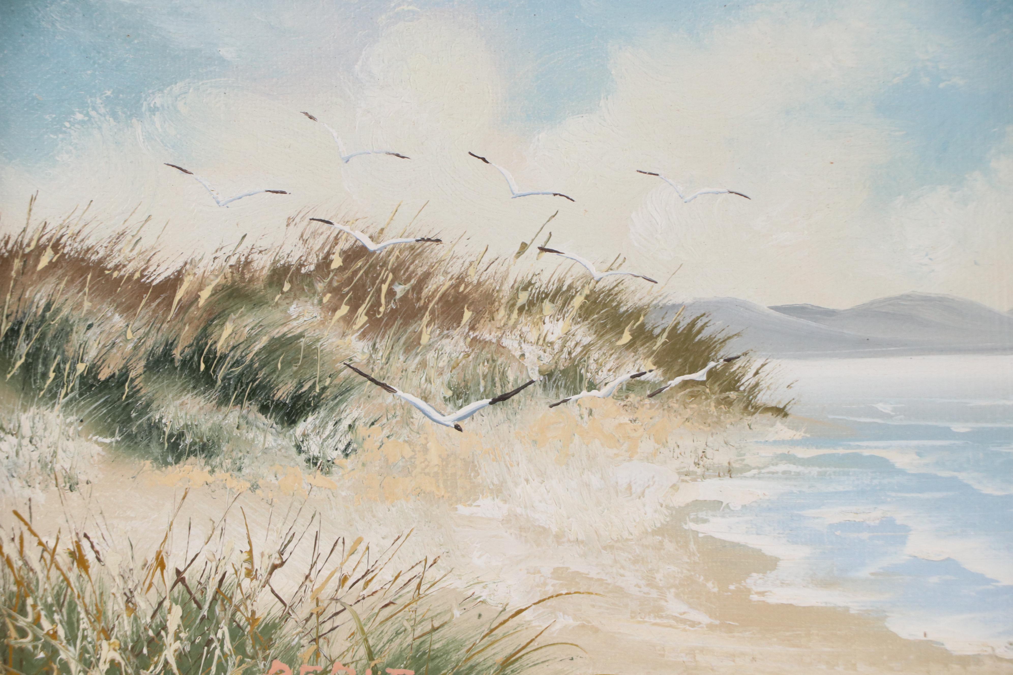 Oil Painting of Seashore with Framed Knot Collection