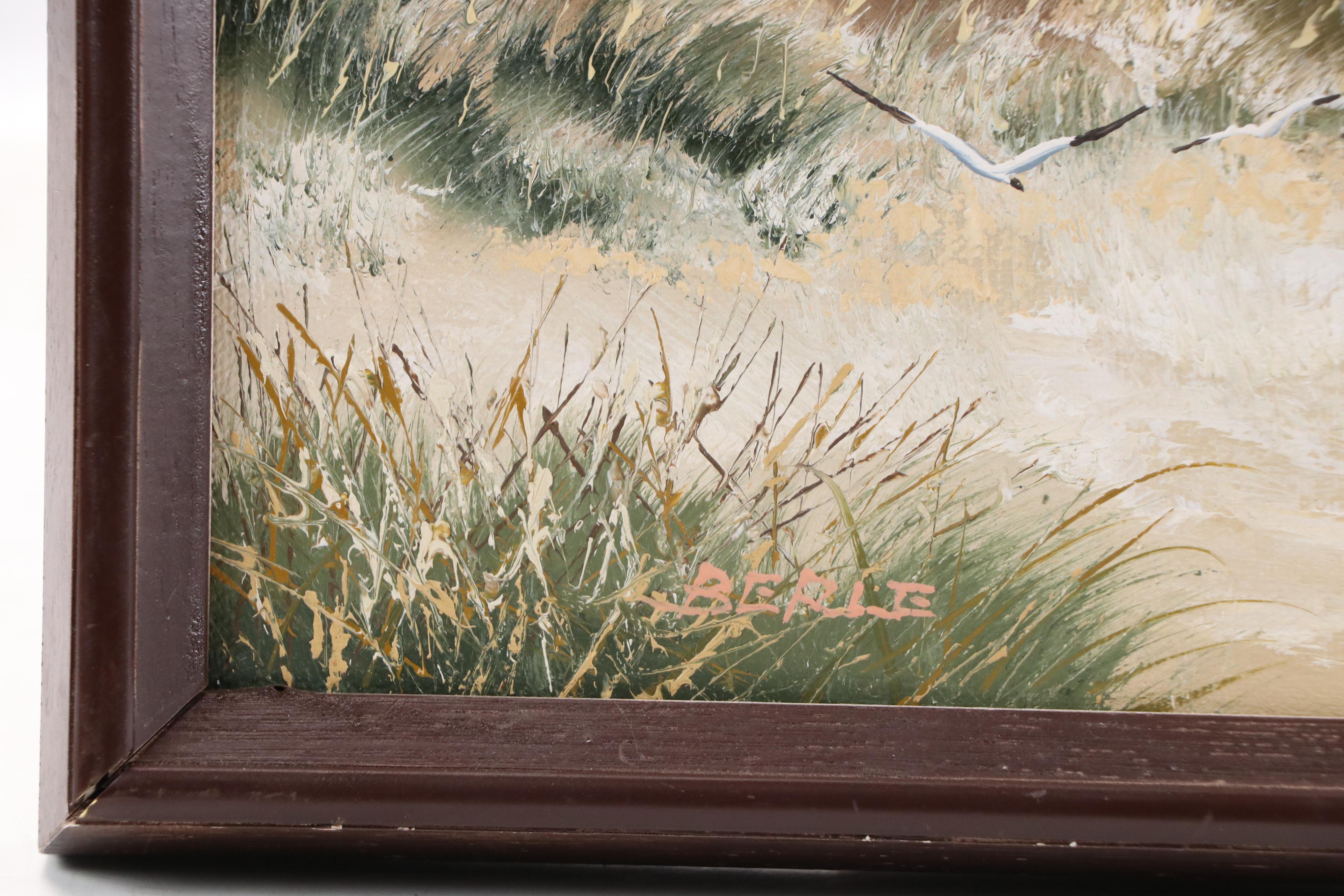 Oil Painting of Seashore with Framed Knot Collection