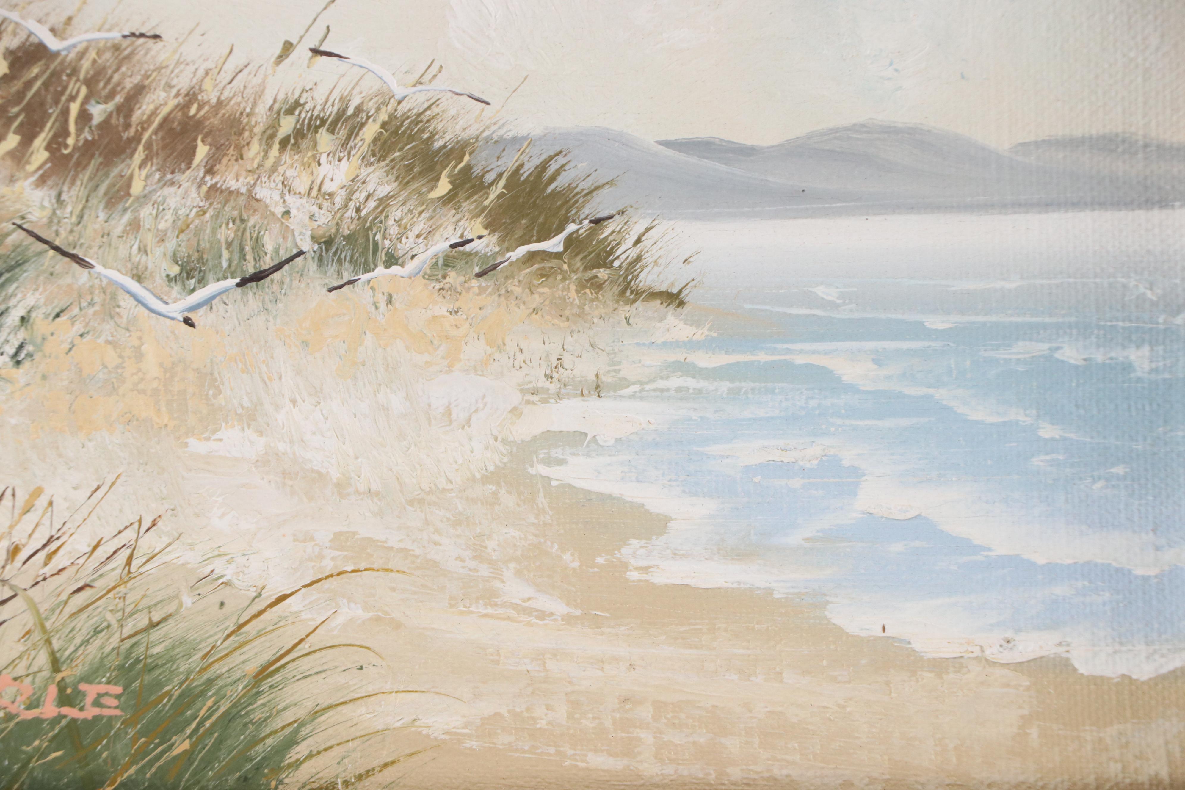 Oil Painting of Seashore with Framed Knot Collection