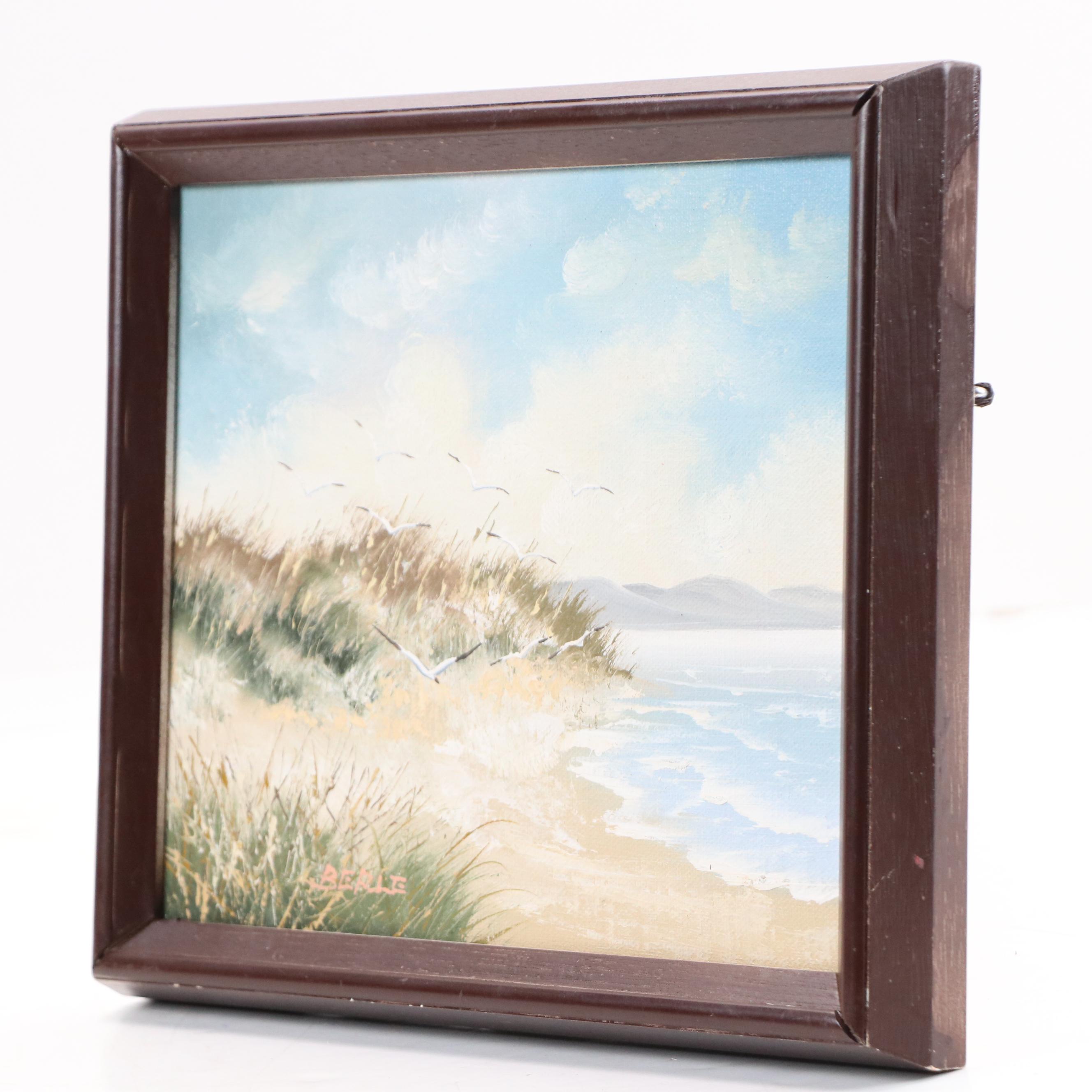 Oil Painting of Seashore with Framed Knot Collection