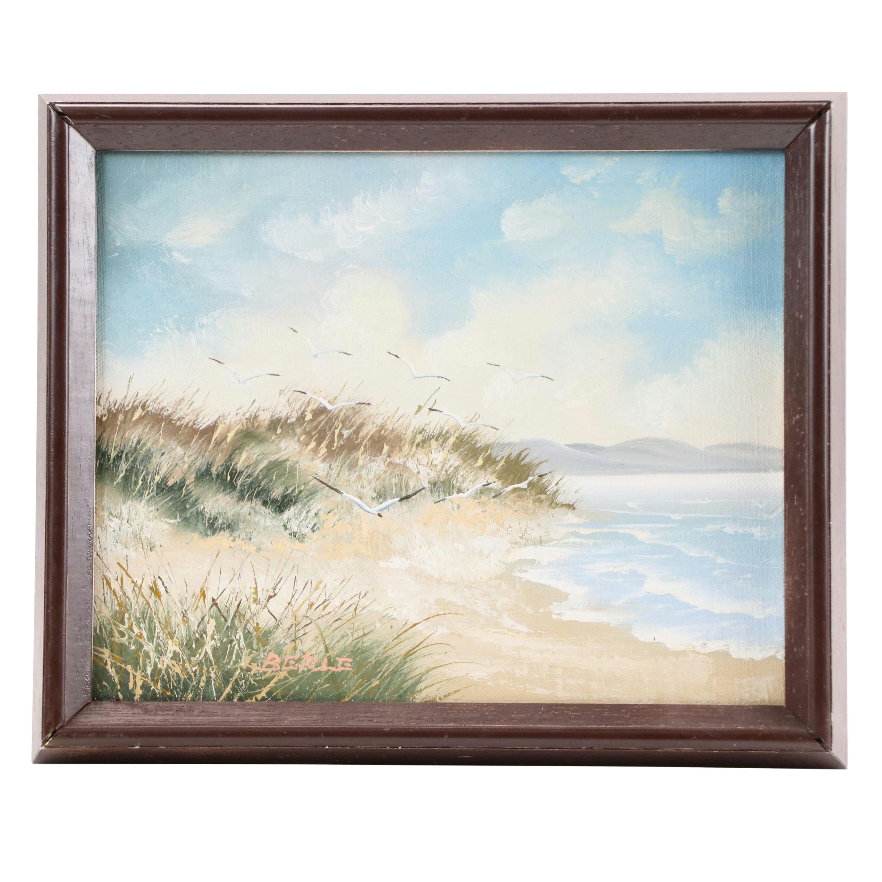 Oil Painting of Seashore with Framed Knot Collection