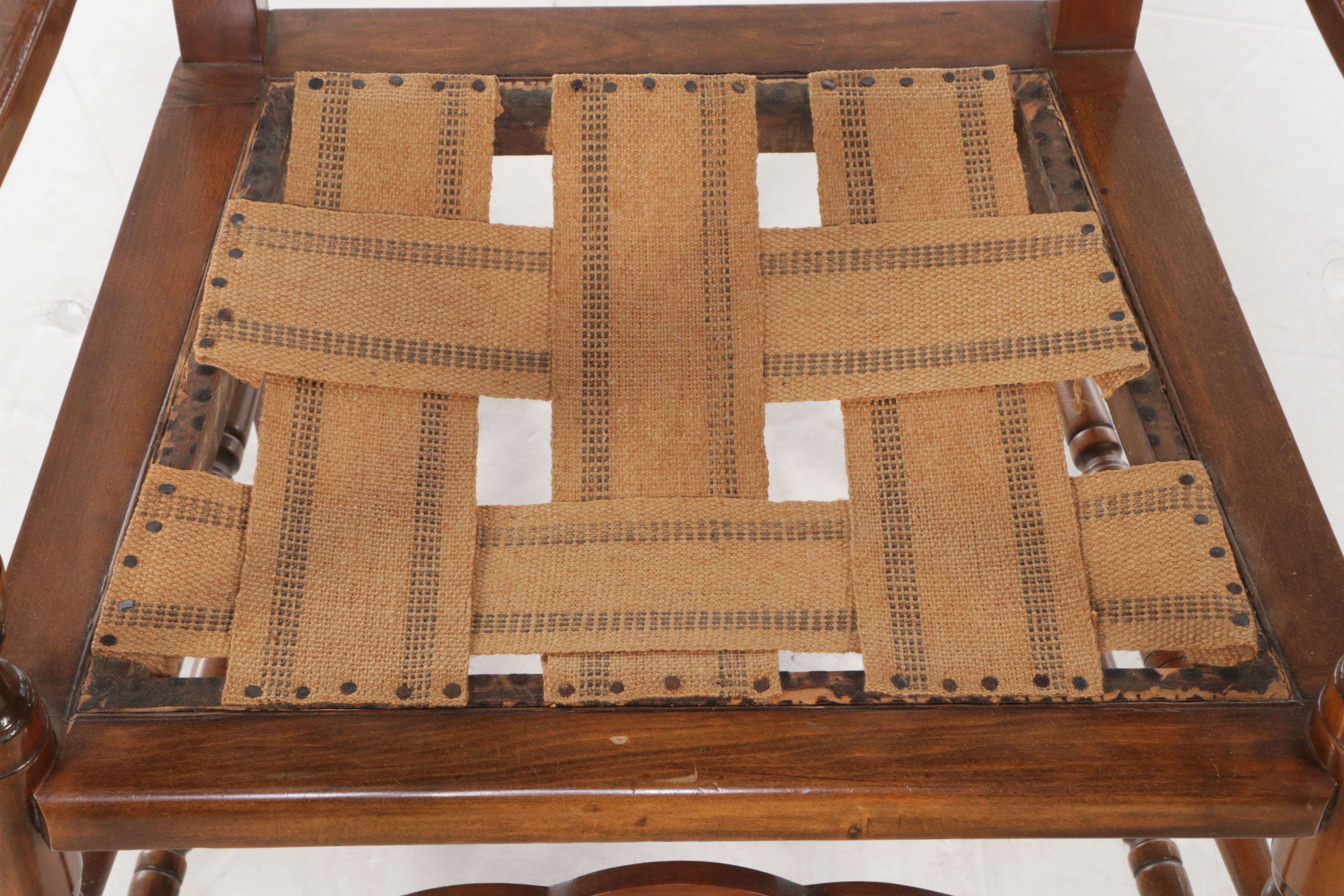 William and Mary Style Carved Beech and Cane Armchair, Early 20th Century