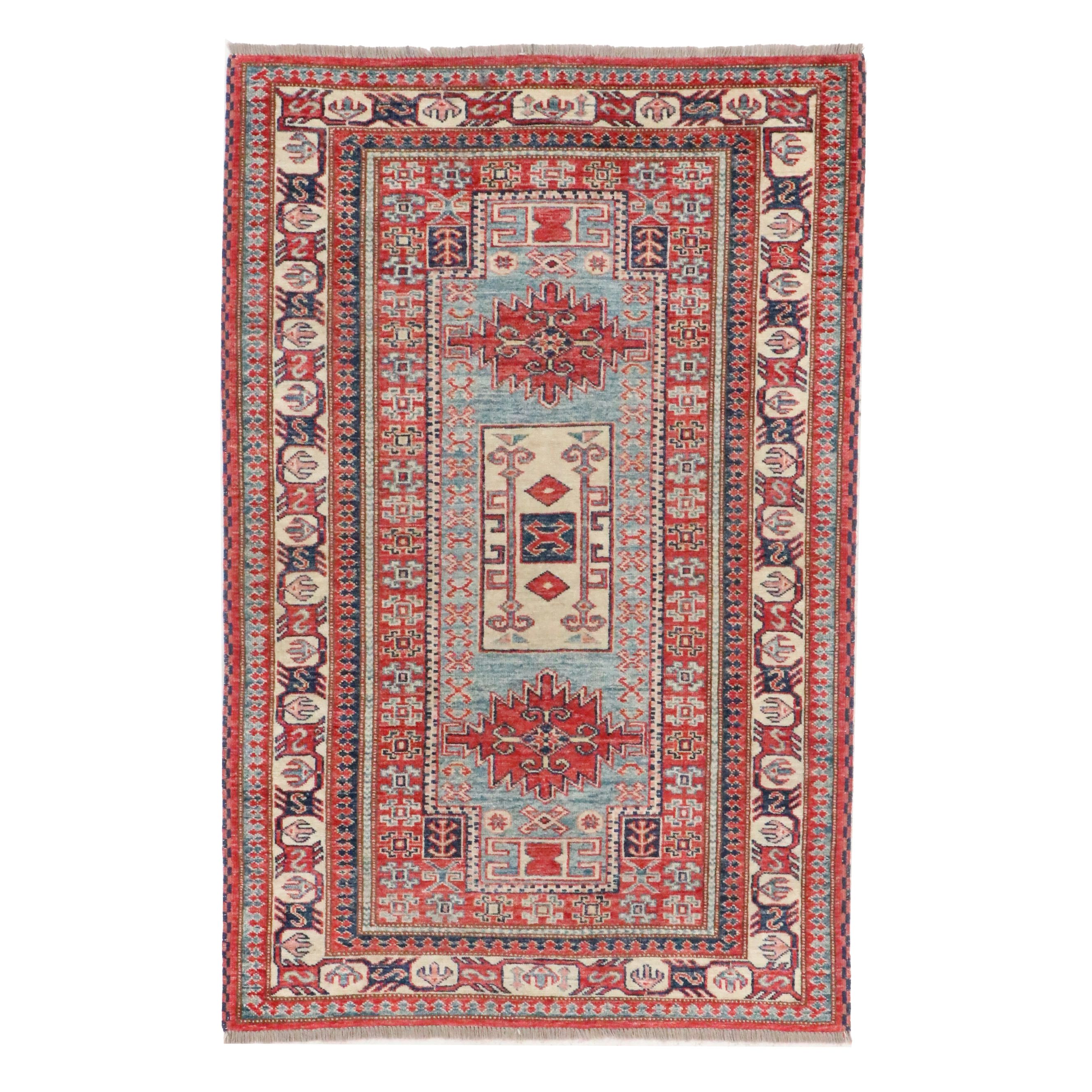 3'4 x 5'2 Hand-Knotted Pakistani Kazak Area Rug