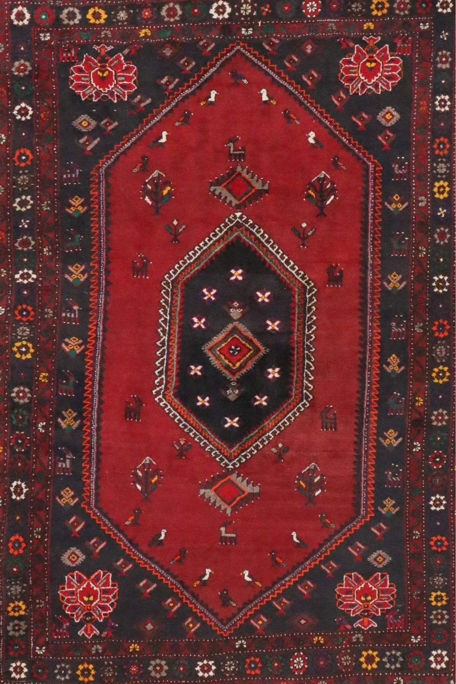 6'10 x 10' Hand-Knotted Persian Qashqai Area Rug
