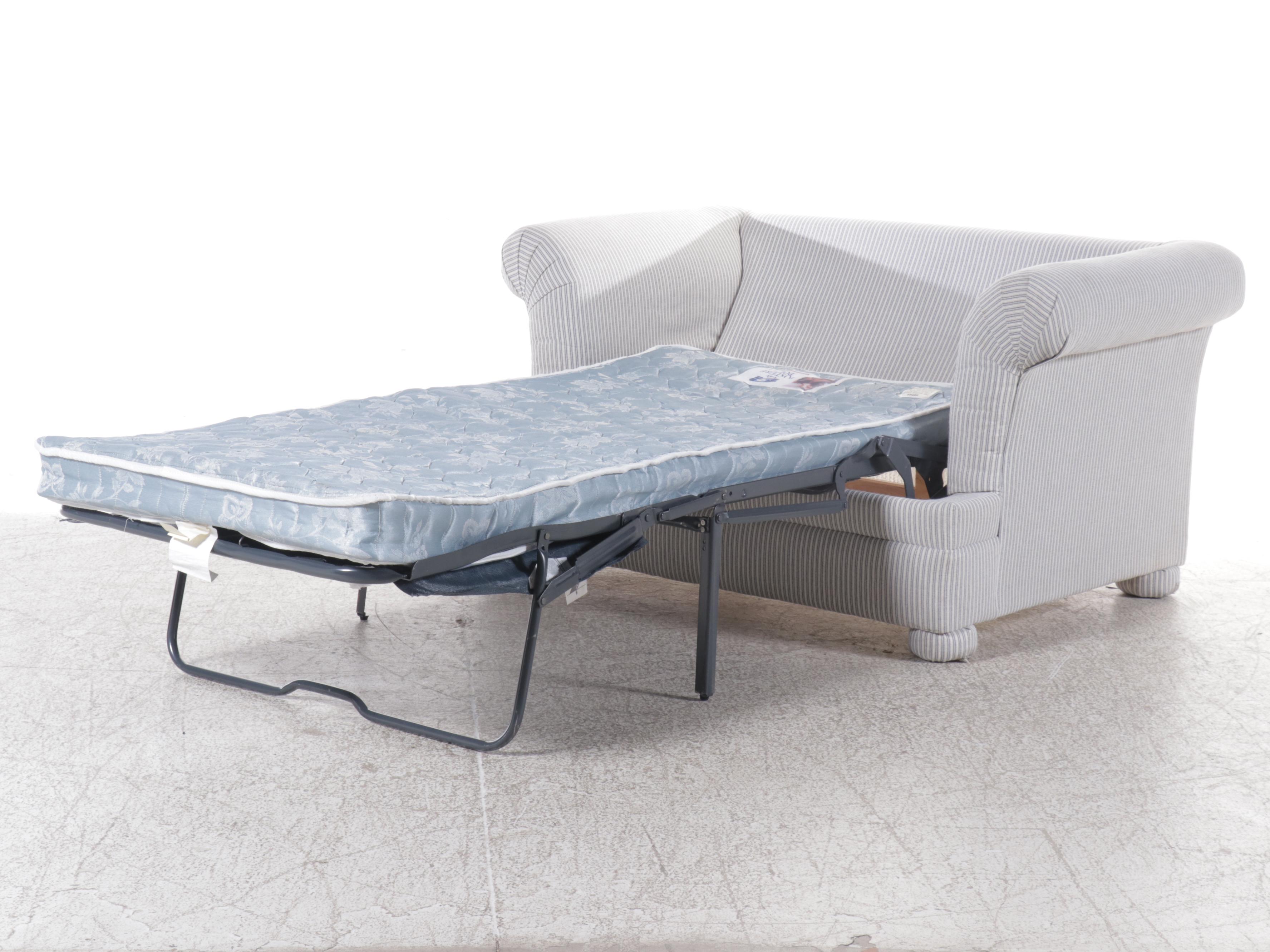 Ellis Home Furnishings Striped Upholstered Sleeper Settee