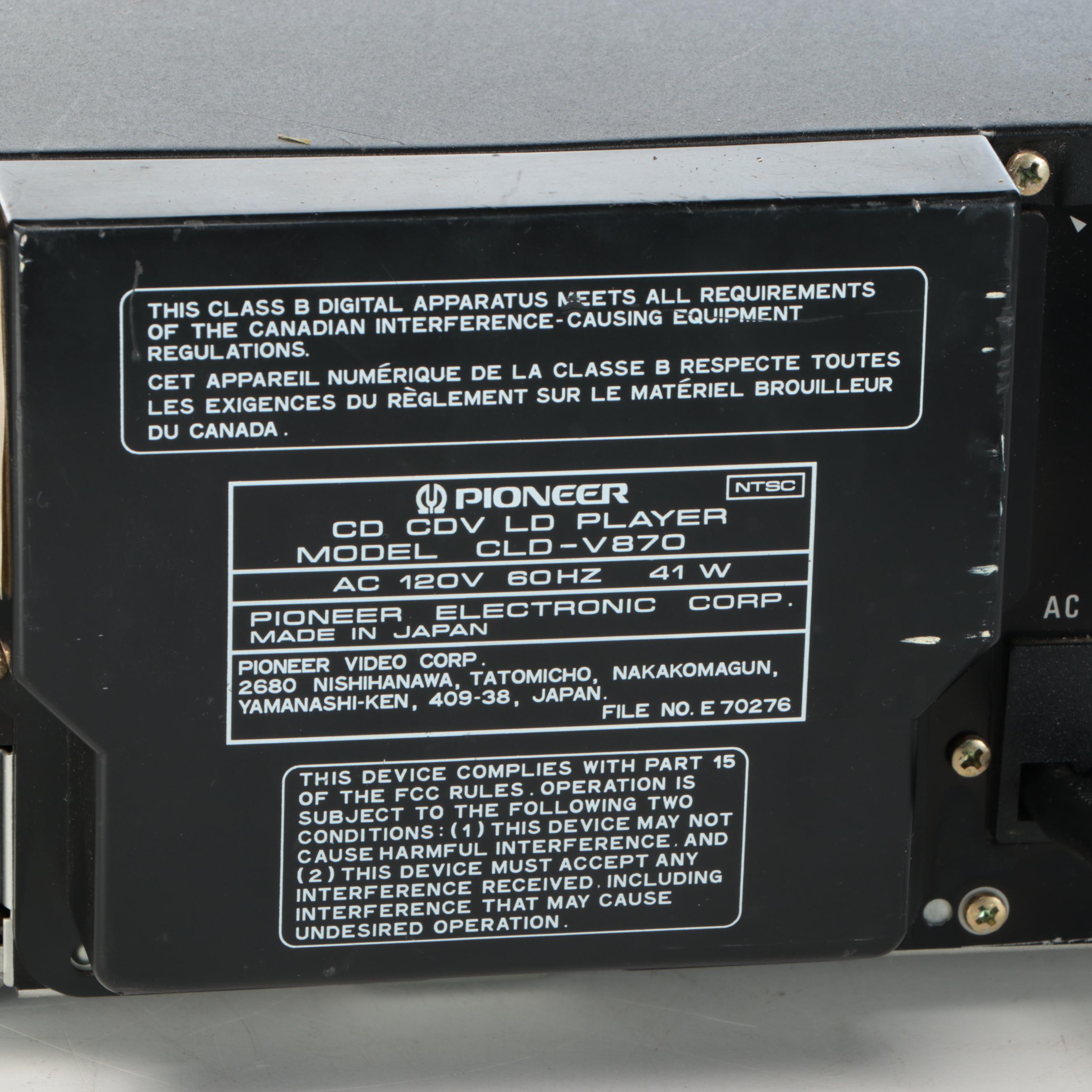 Pioneer CLD-V870 CD Player