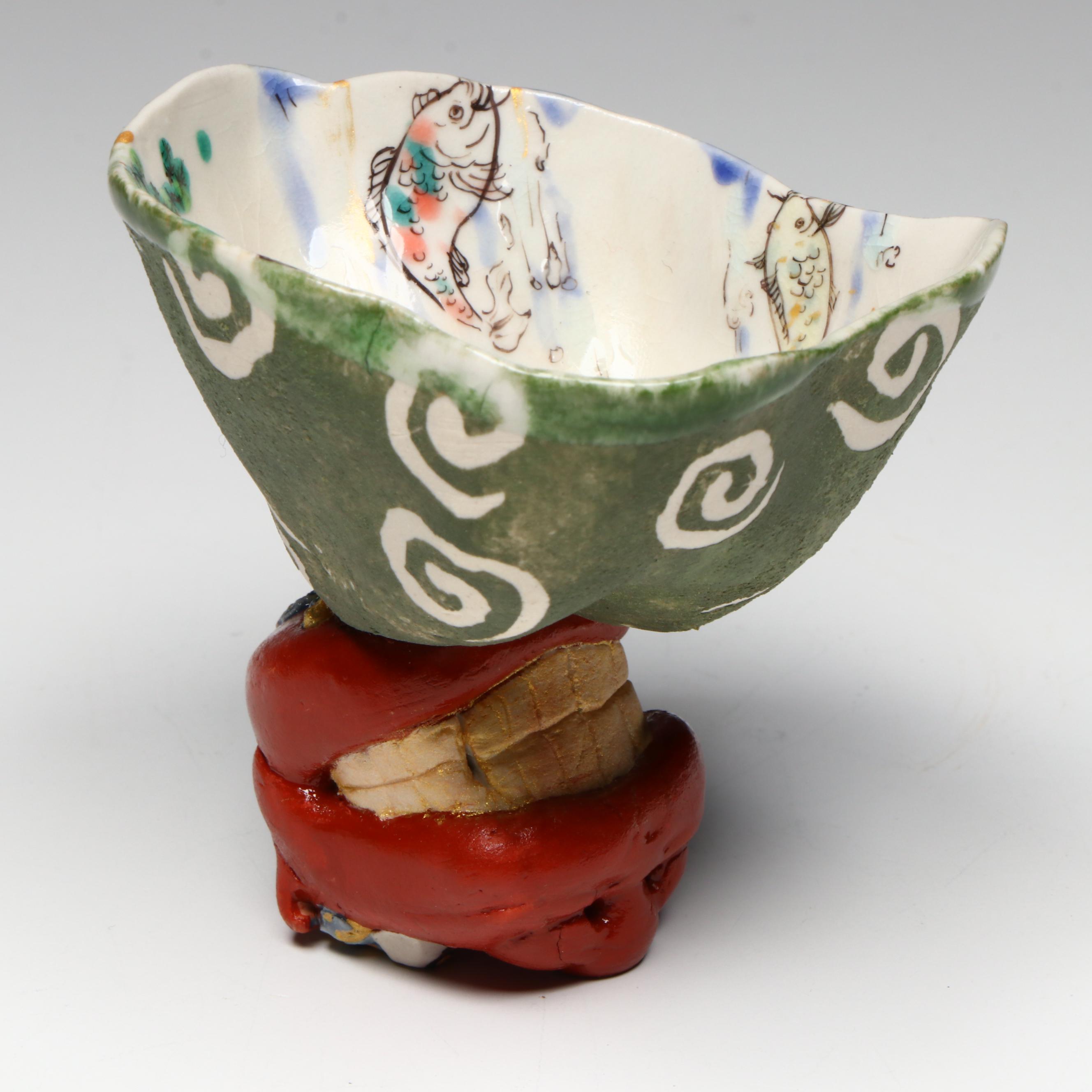 Japanese Novelty Ceramic Sake Bowl