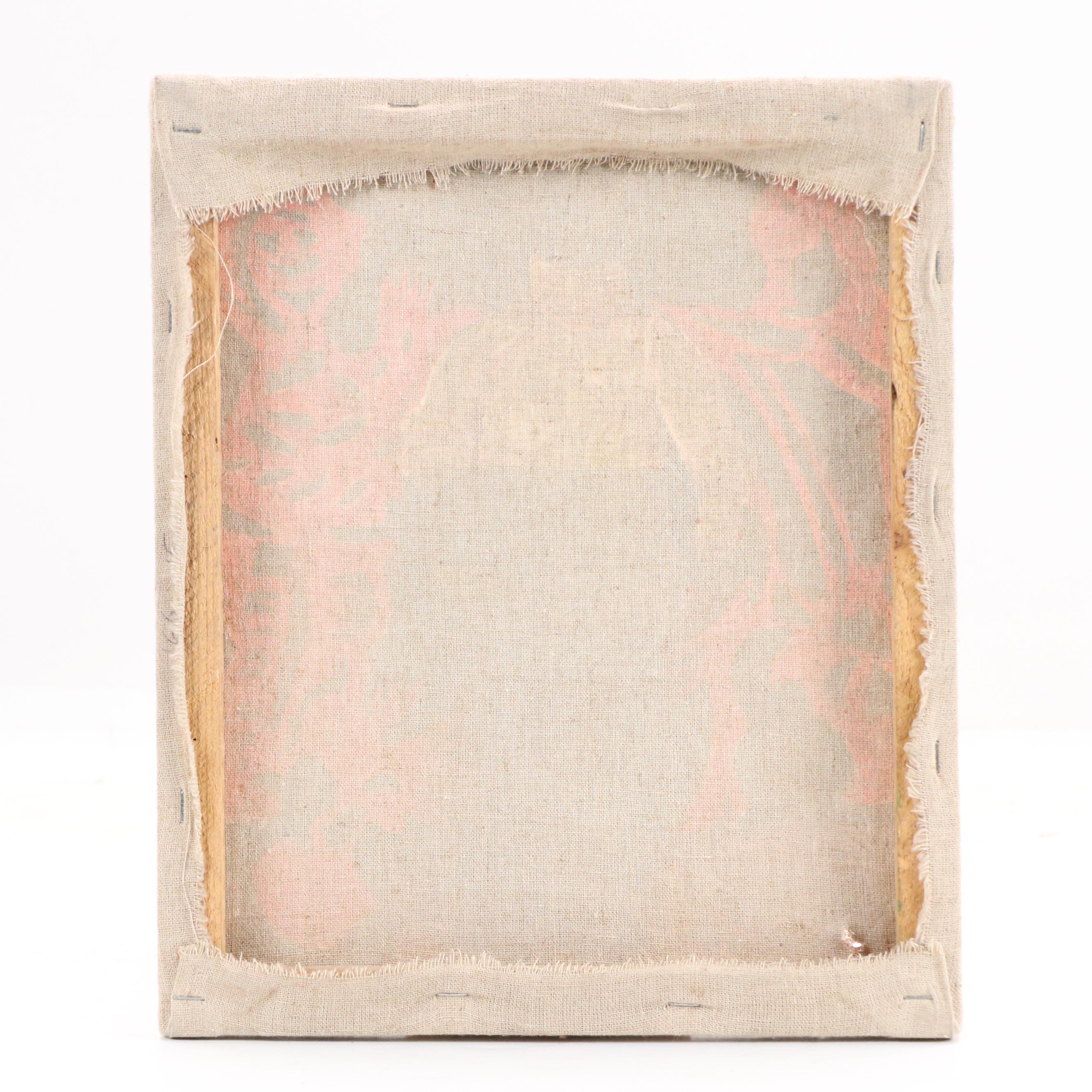 In the Style of Qin Dahu Oil Painting of Young Girl Feeding Chicks