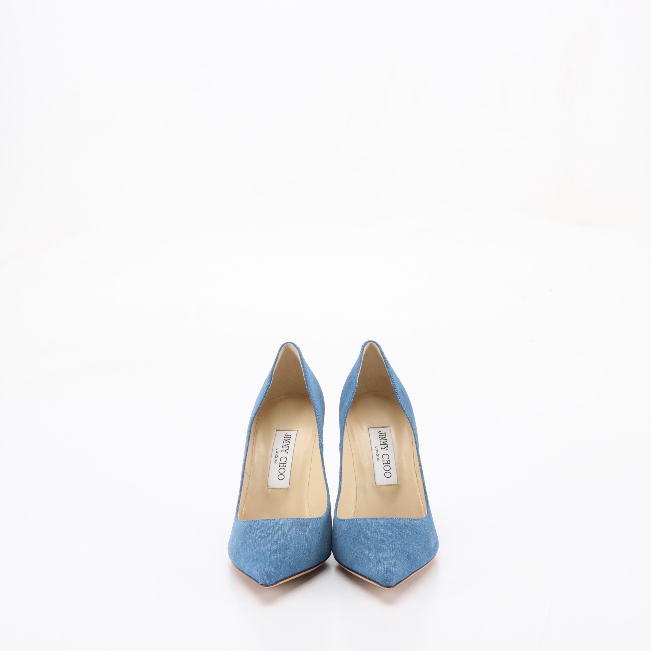 Jimmy Choo "Abel" Denim Blue Pointed-Toe Pumps