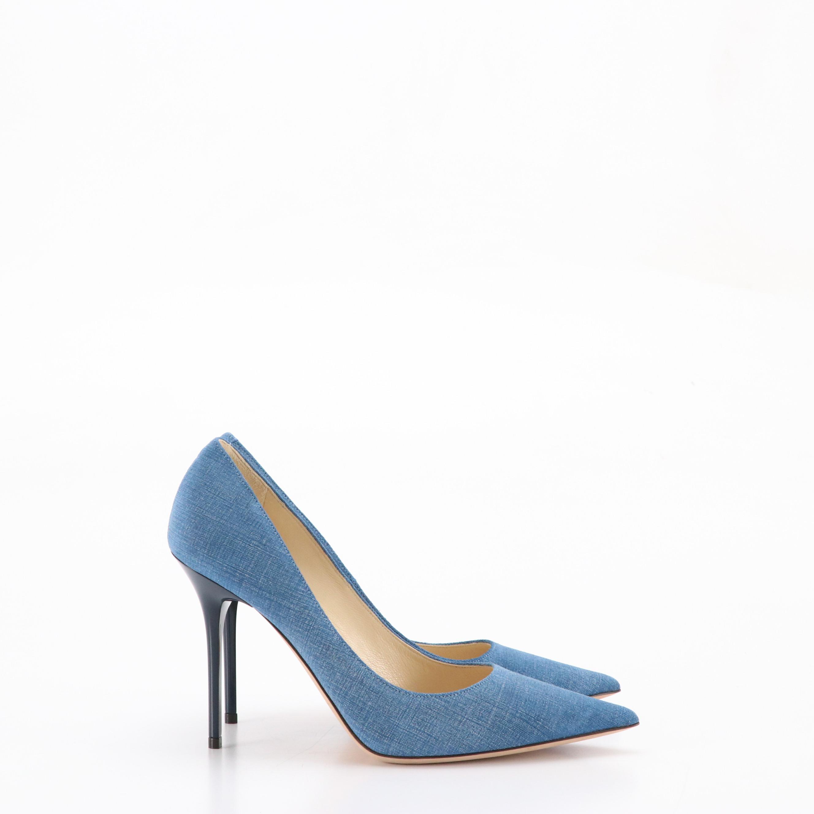 Jimmy Choo "Abel" Denim Blue Pointed-Toe Pumps