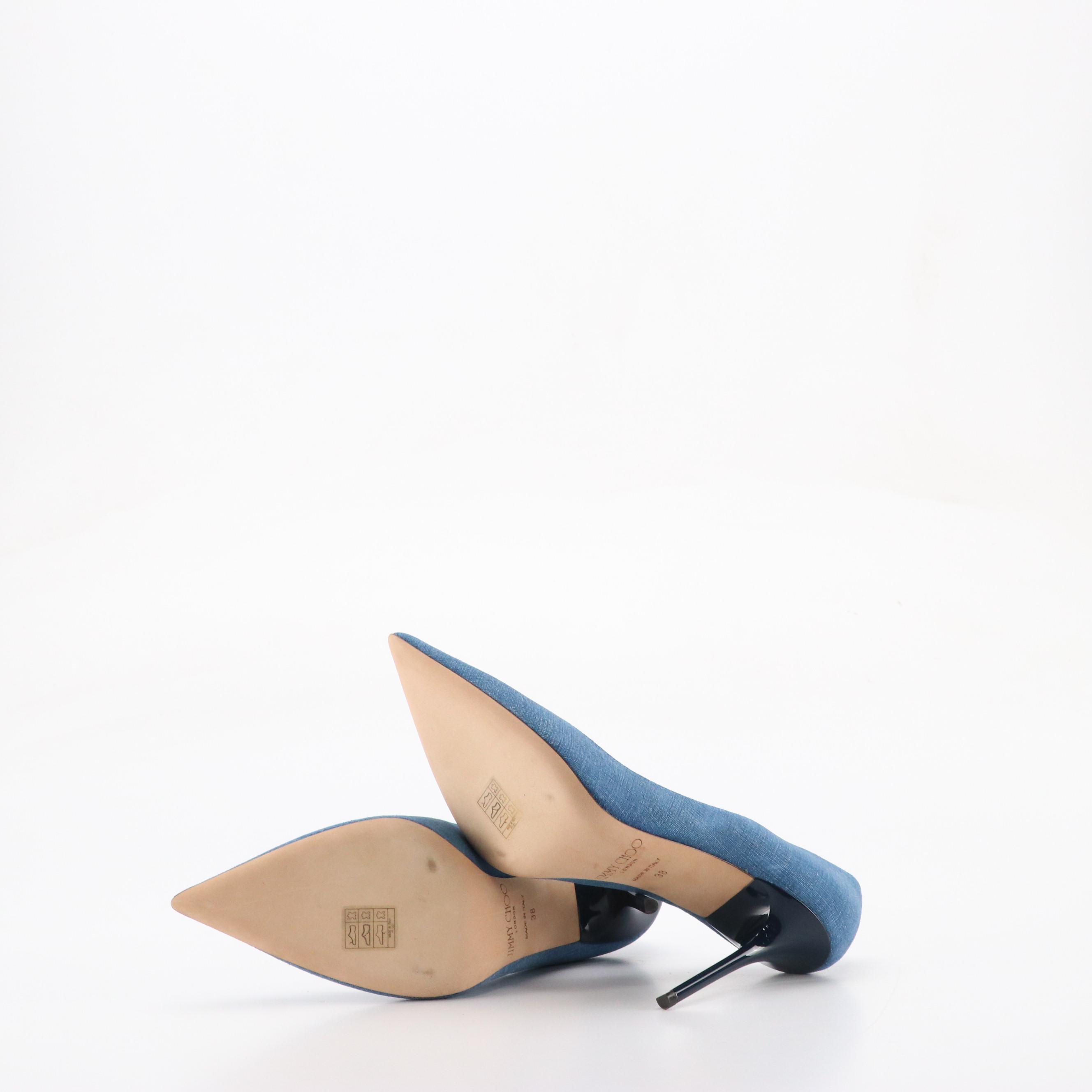 Jimmy Choo "Abel" Denim Blue Pointed-Toe Pumps
