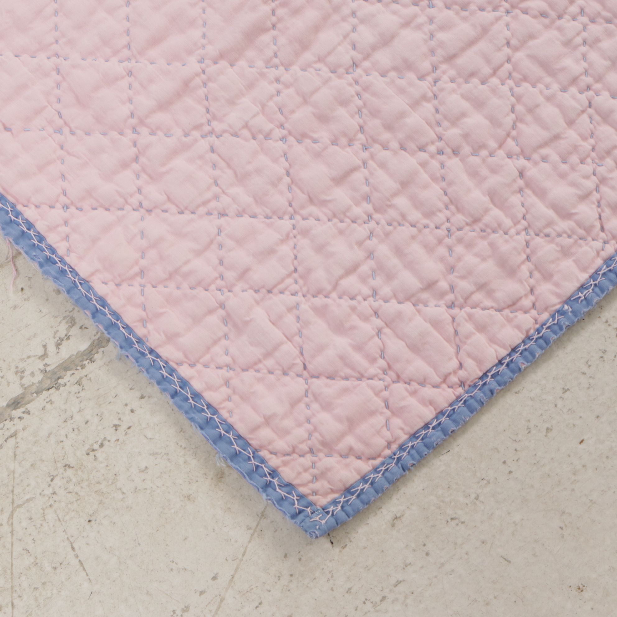 Handmade Quilted Baby Blankets in Hues of Pink, Periwinkle and Floral Creme