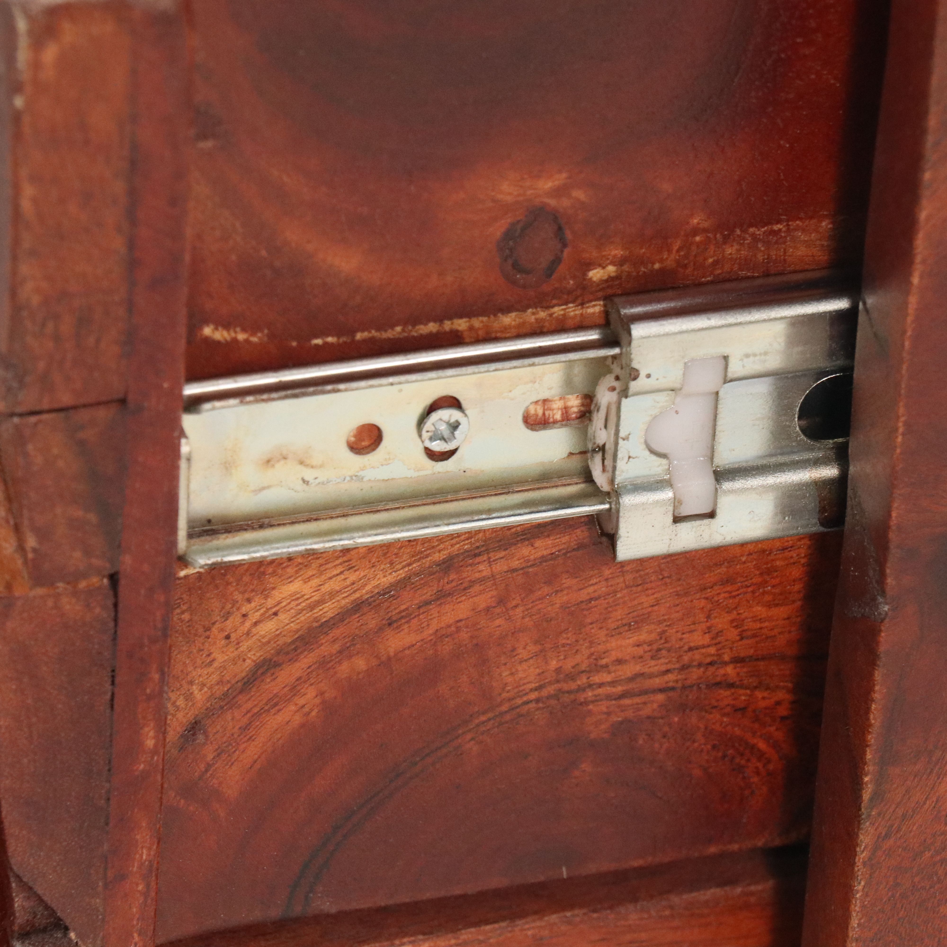 Pair of Modern Geometric Wooden Nightstands with Marble Tops