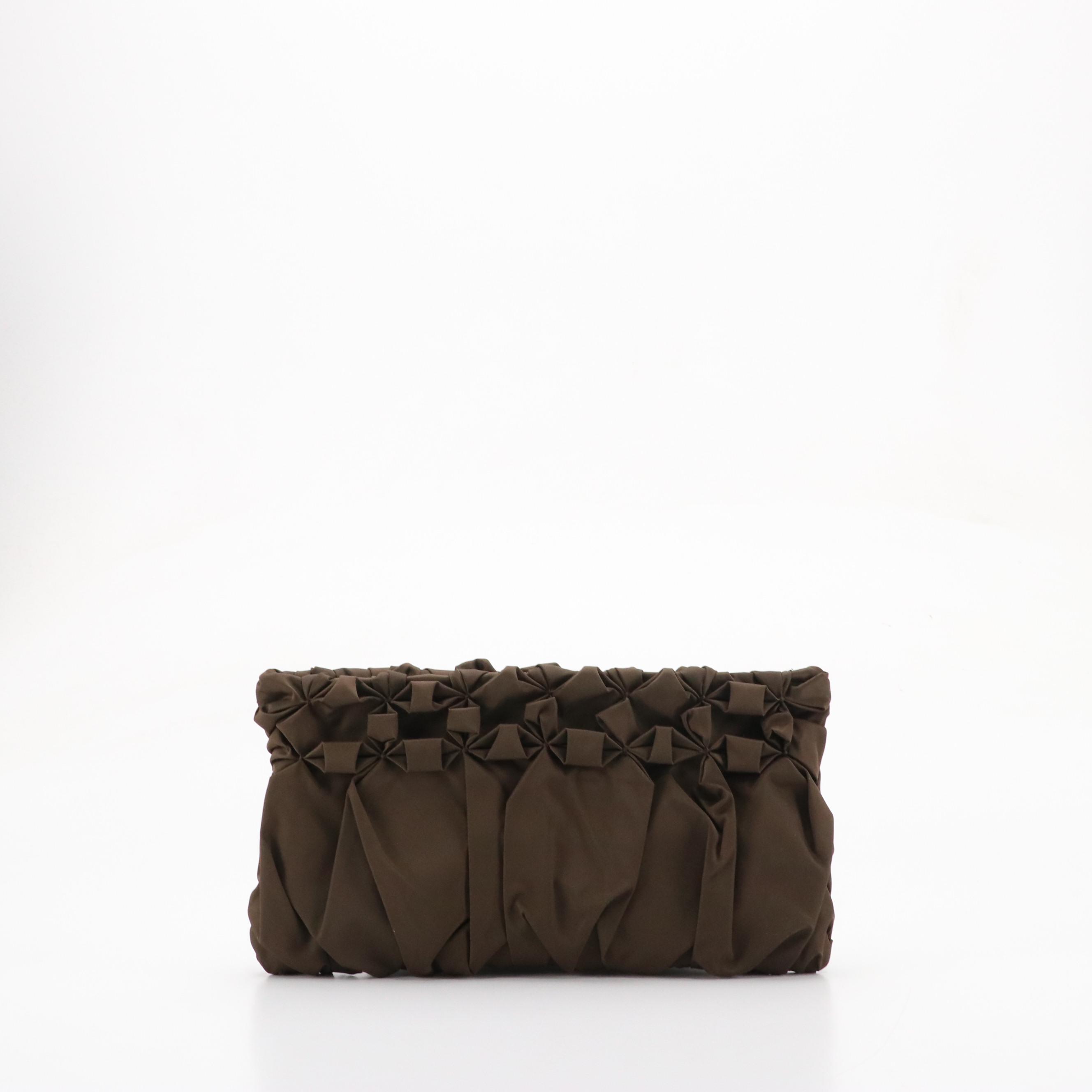 Prada Pochette BP0203 in Diamond Pleated Moro Nylon