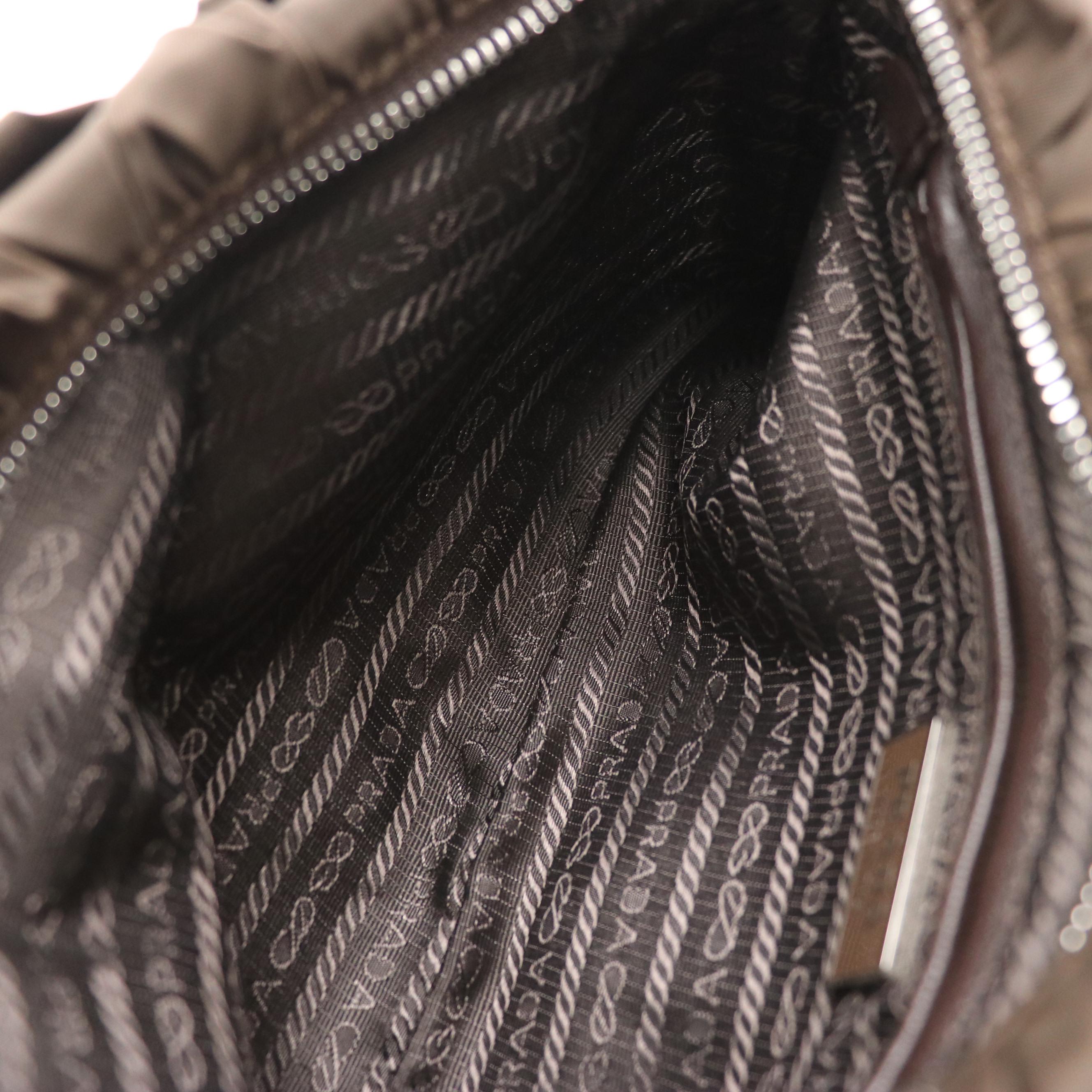 Prada Pochette BP0203 in Diamond Pleated Moro Nylon