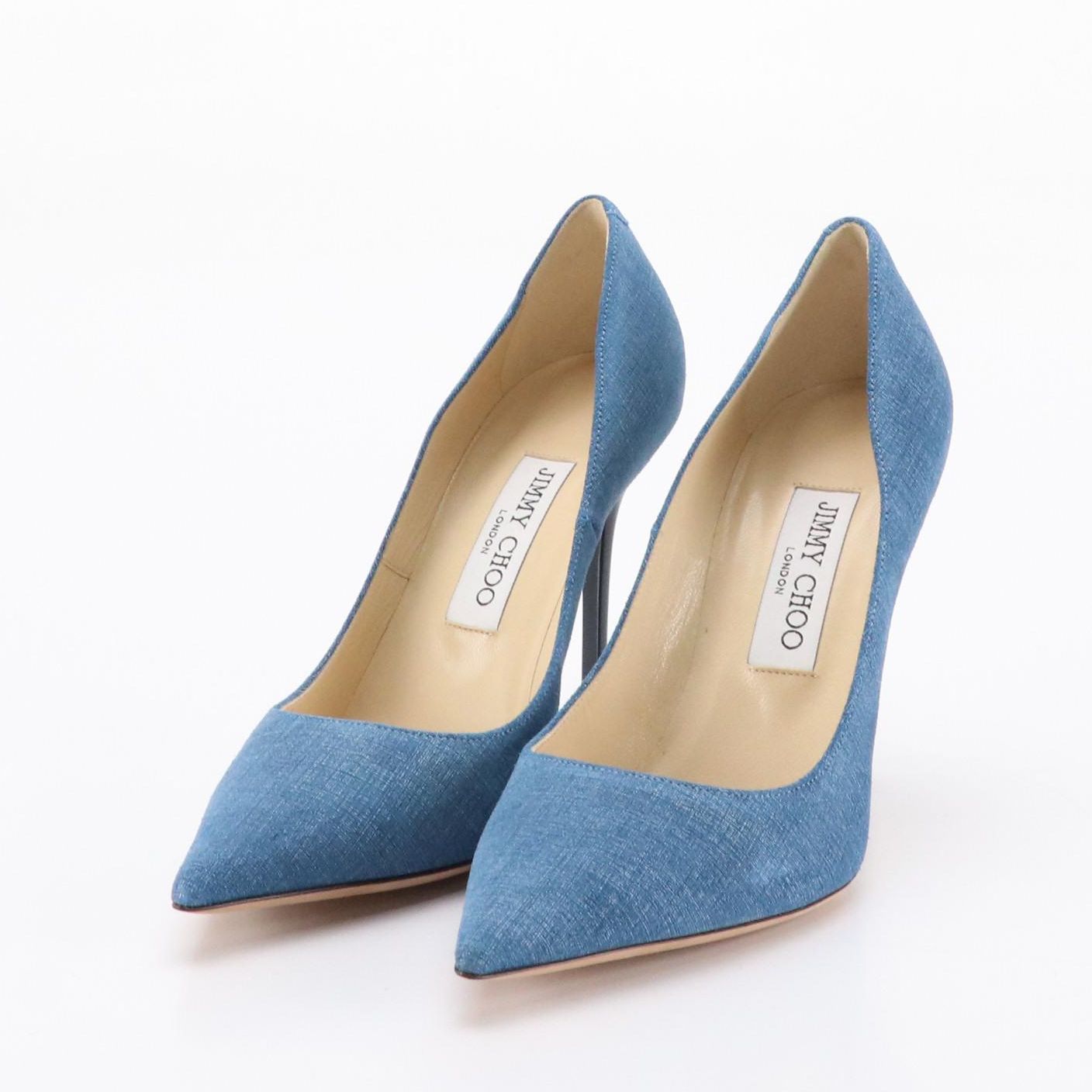 Jimmy Choo "Abel" Denim Blue Pointed-Toe Pumps