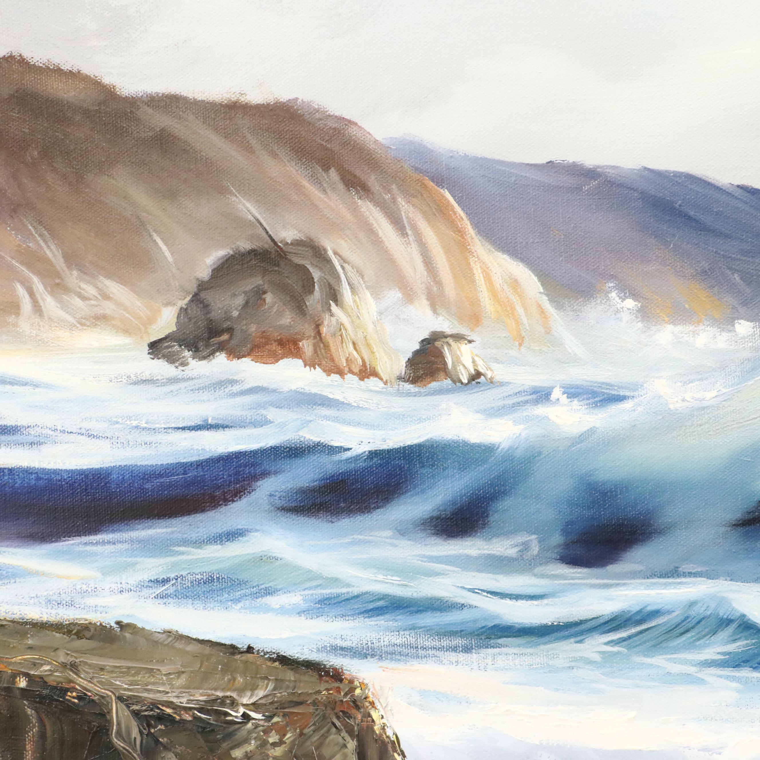Joseph K. Cota Seascape Oil Painting. Mid to Late 20th Century