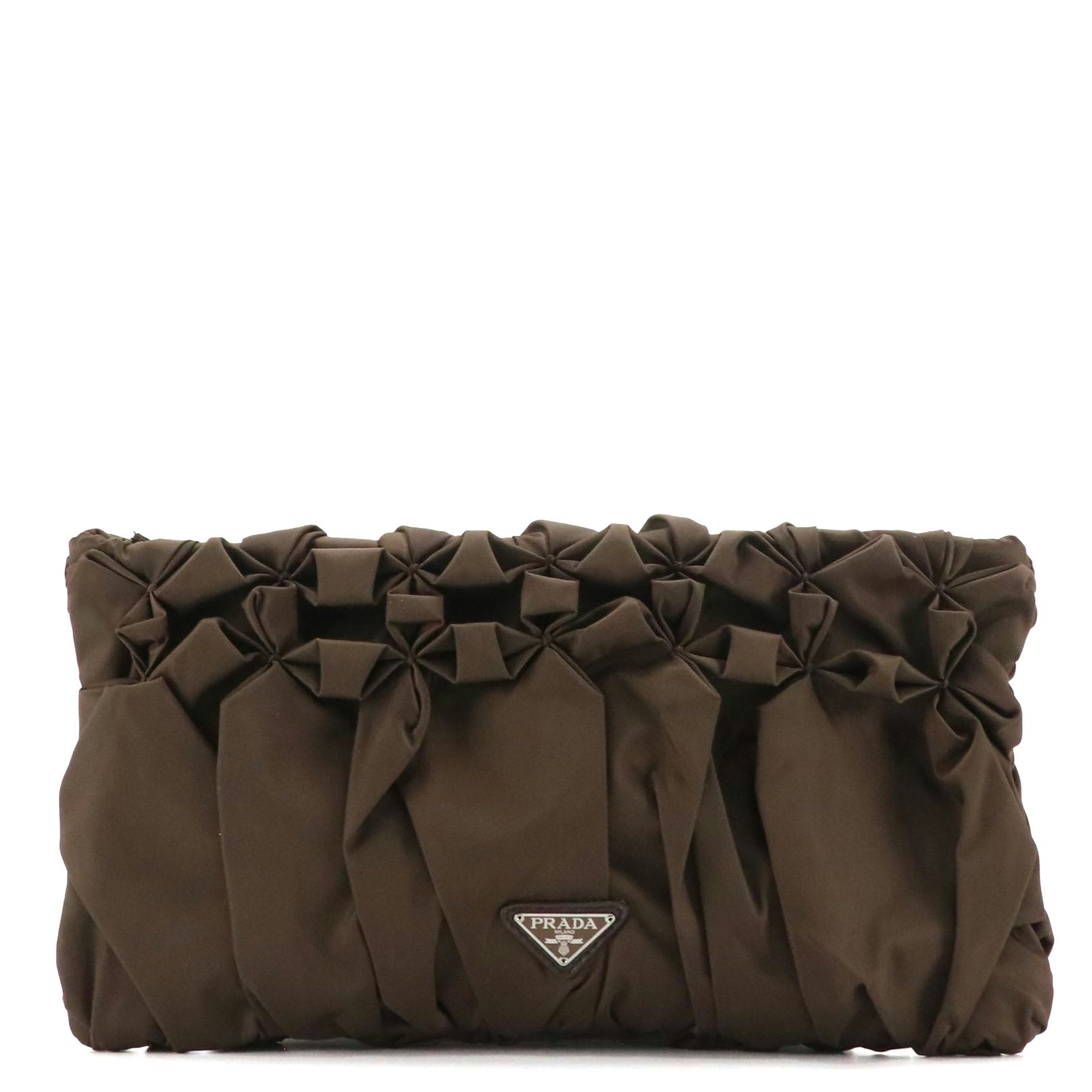 Prada Pochette BP0203 in Diamond Pleated Moro Nylon