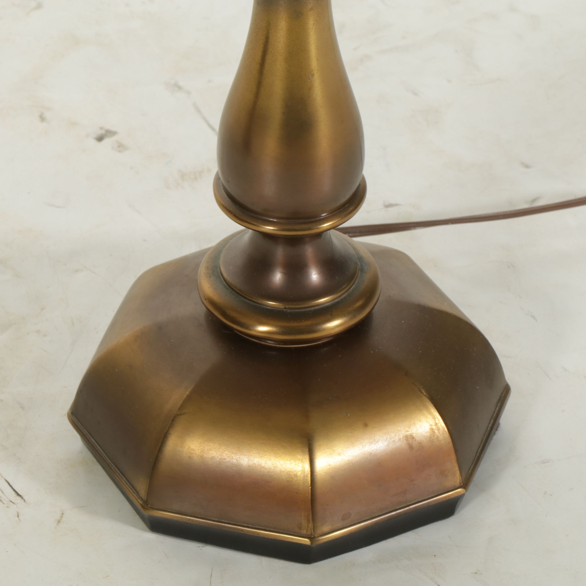 Pair of Brass Baluster Candlestick Table Lamps with Ruffled Shades