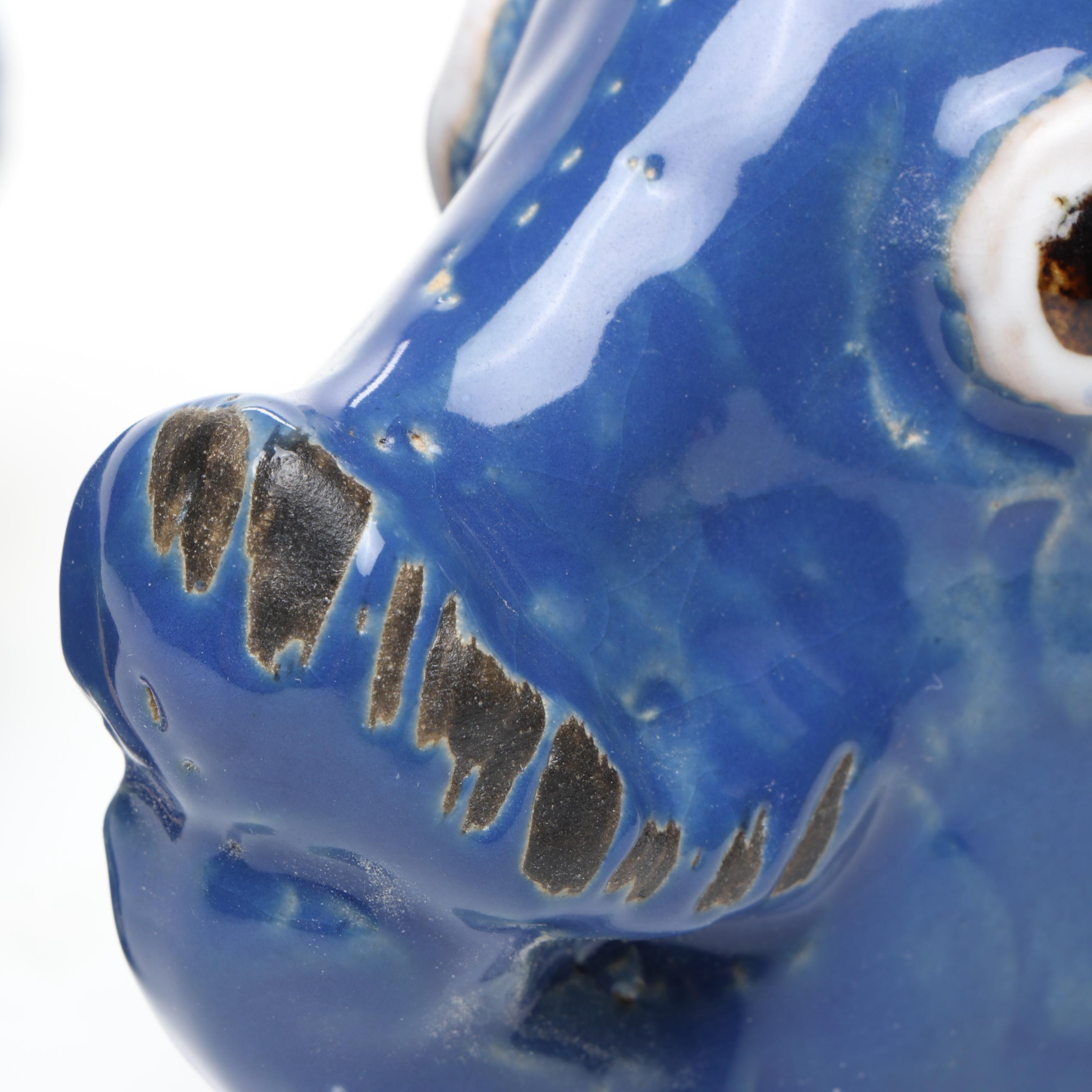 Blue and Yellow Ceramic Fish Bookends